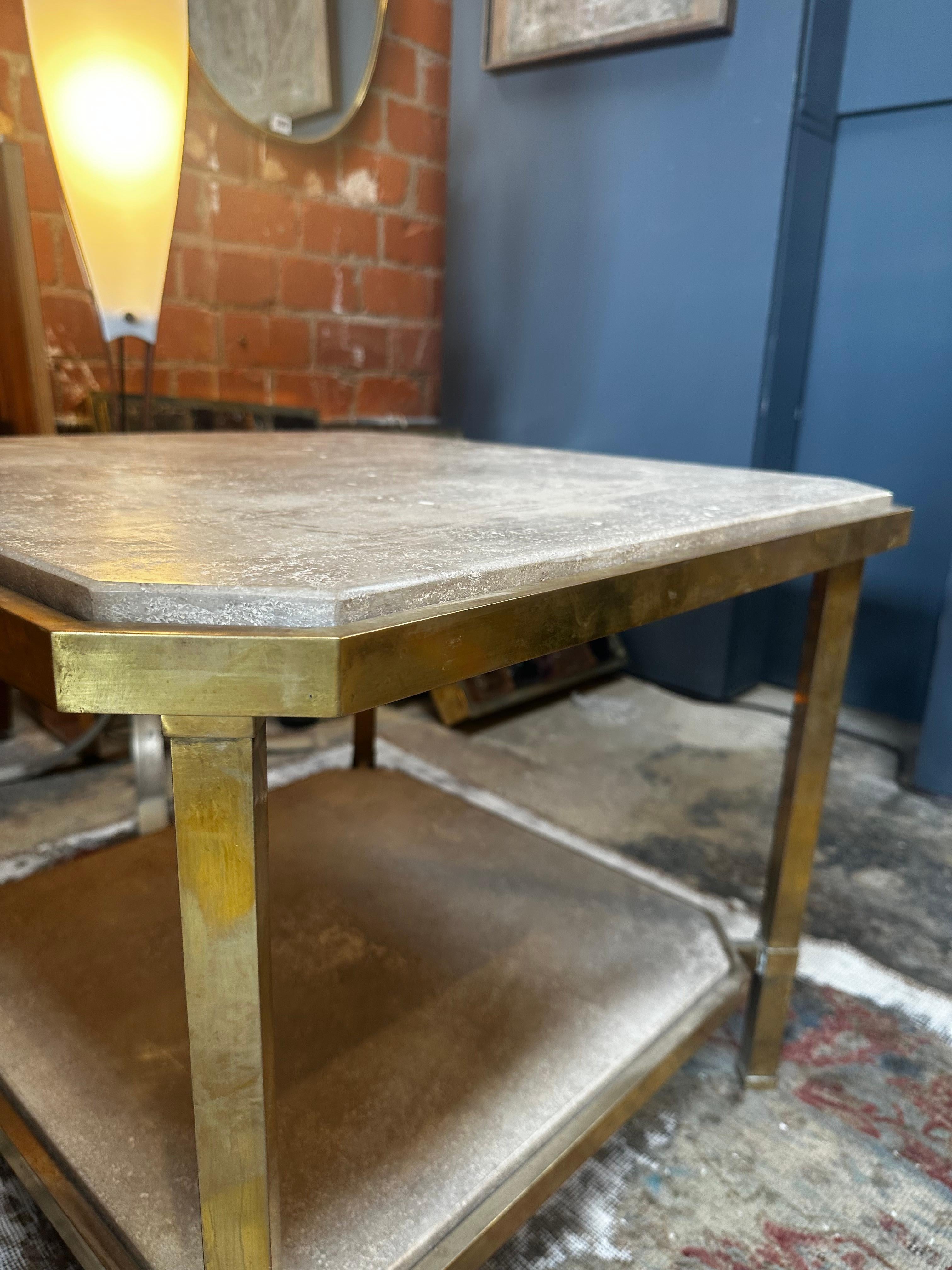 Pair of 2 Italian Contemporary Travertine Side Tables 1980s In Good Condition In Los Angeles, CA