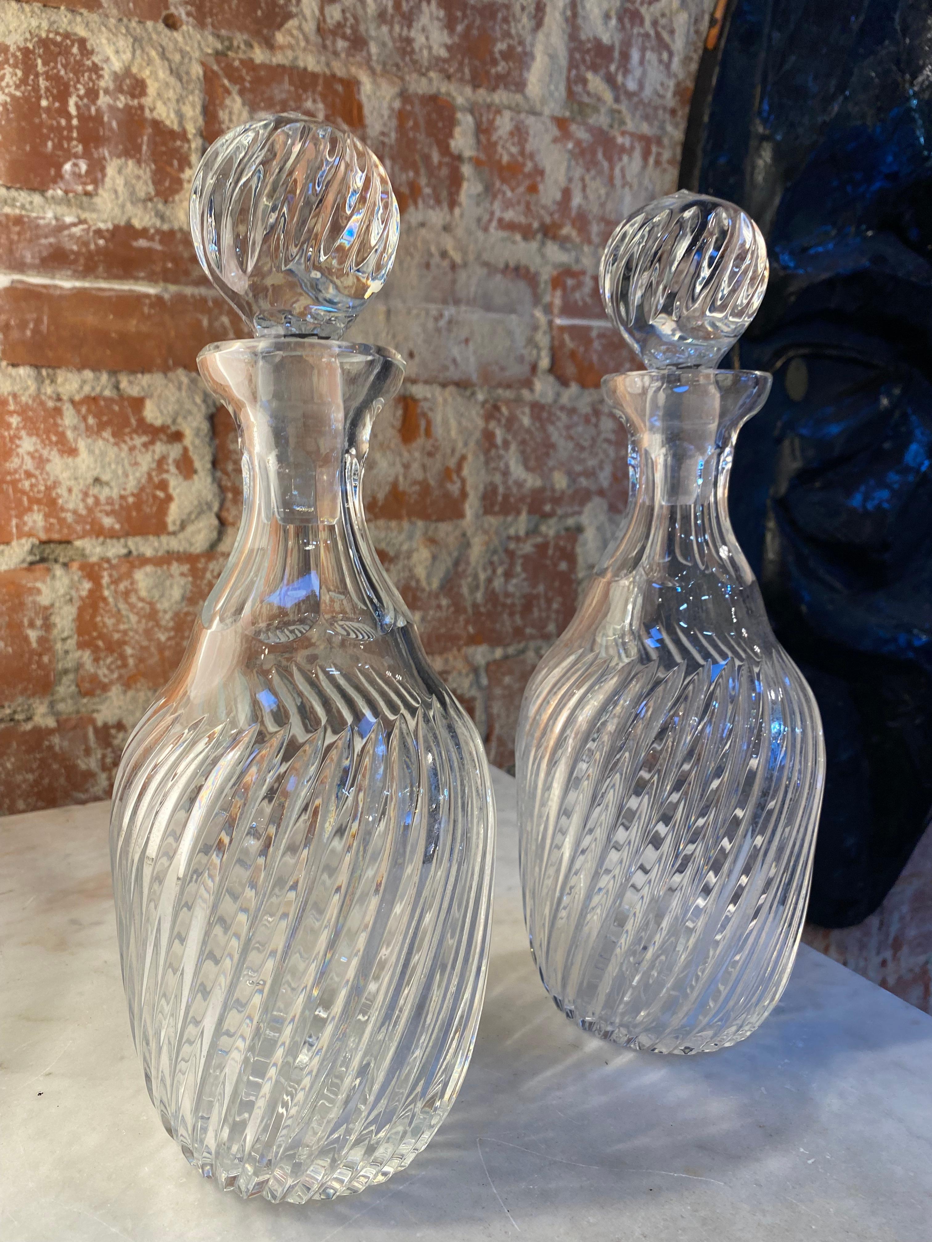 Mid-20th Century Pair of 2 Italian Crystal Bottle 1950s For Sale