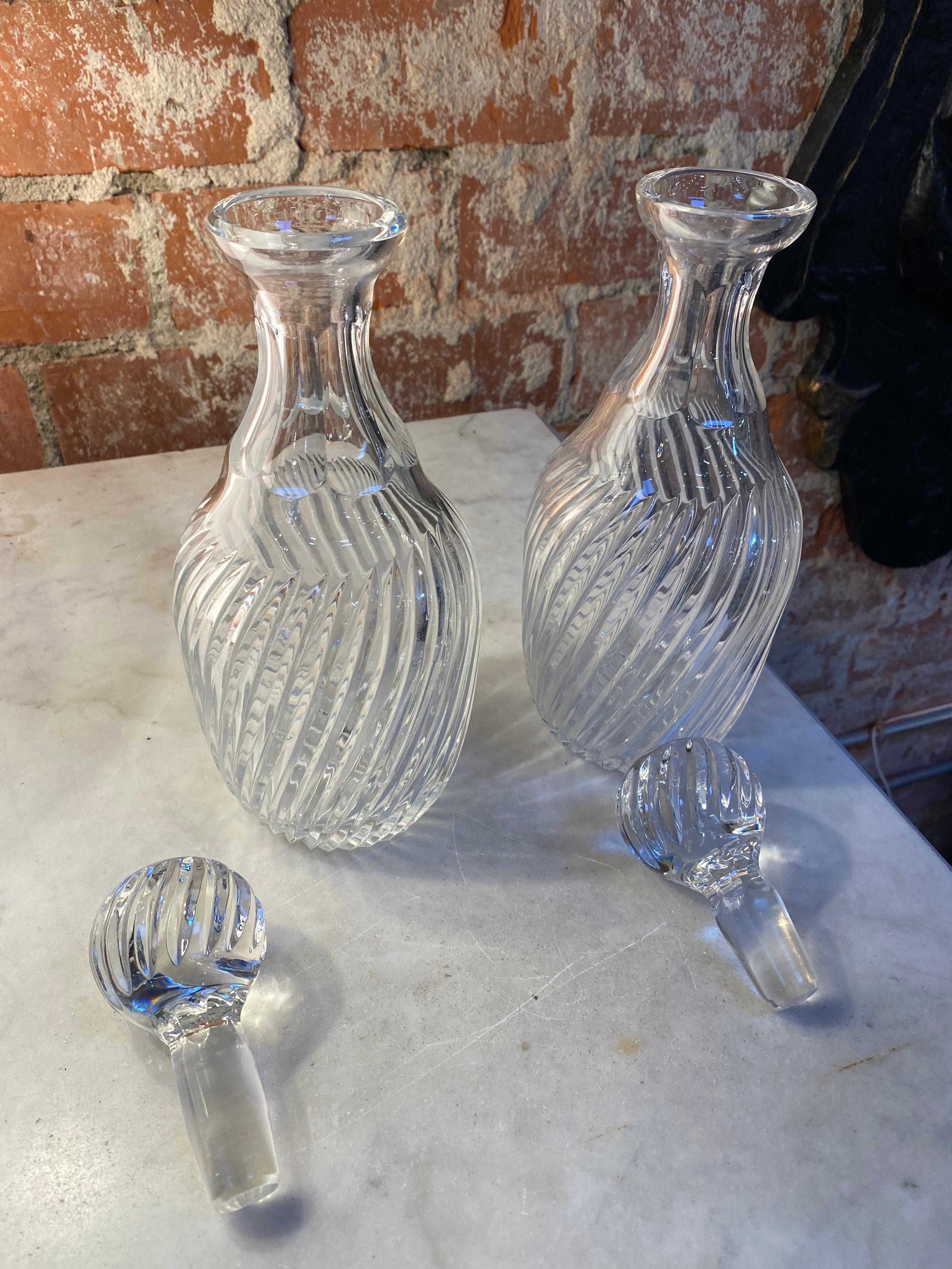 Pair of 2 Italian Crystal Bottle 1950s For Sale 2