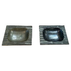 Pair of 2 Italian Decorative Brass Ashtray 1960s