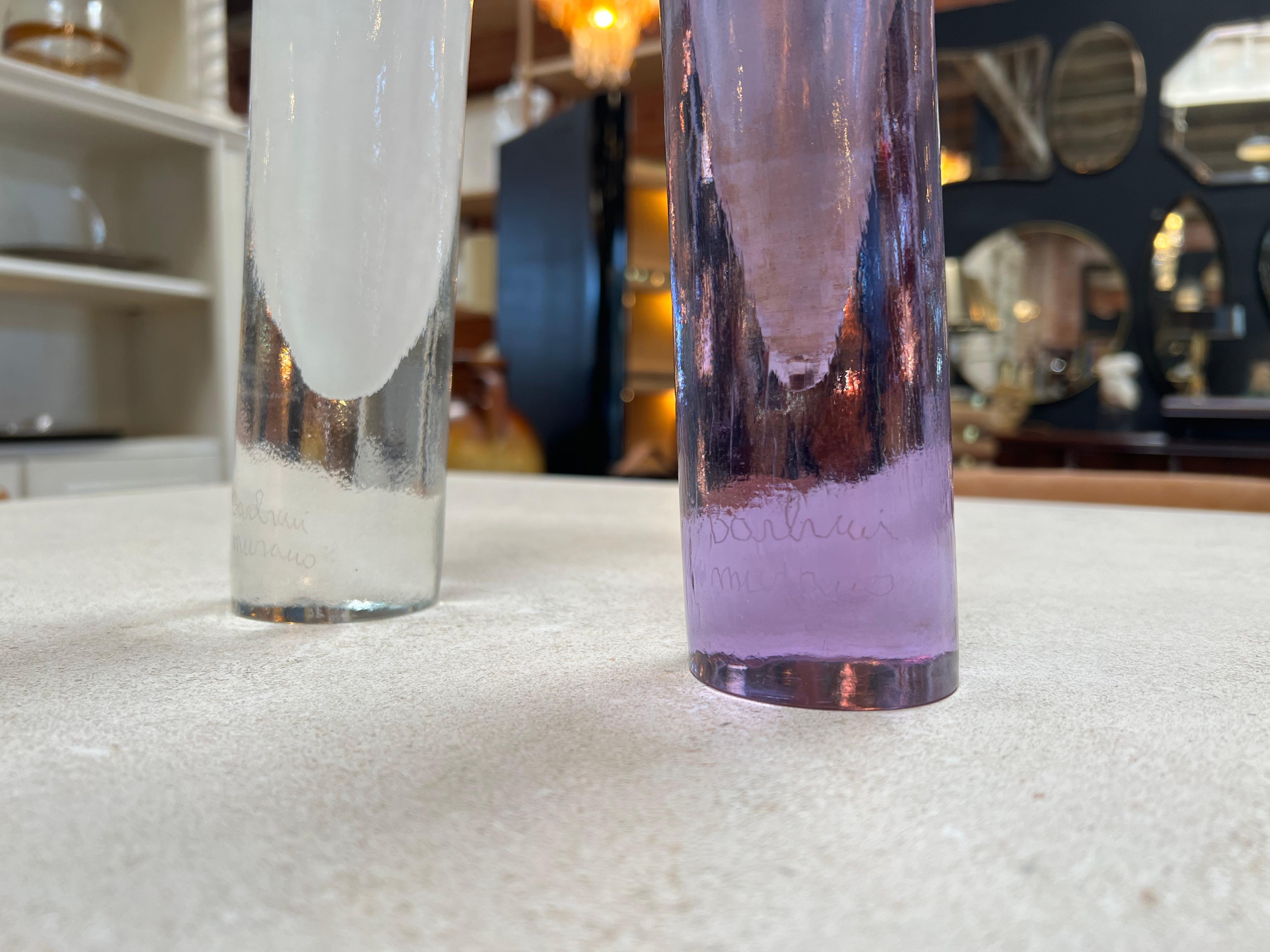 Murano Glass Pair of 2 Italian Decorative Murano Small Vases 1960s For Sale