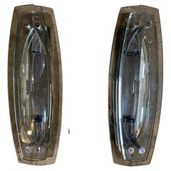 Pair of 2 Italian Double Glass Sconces by Veca 1980s