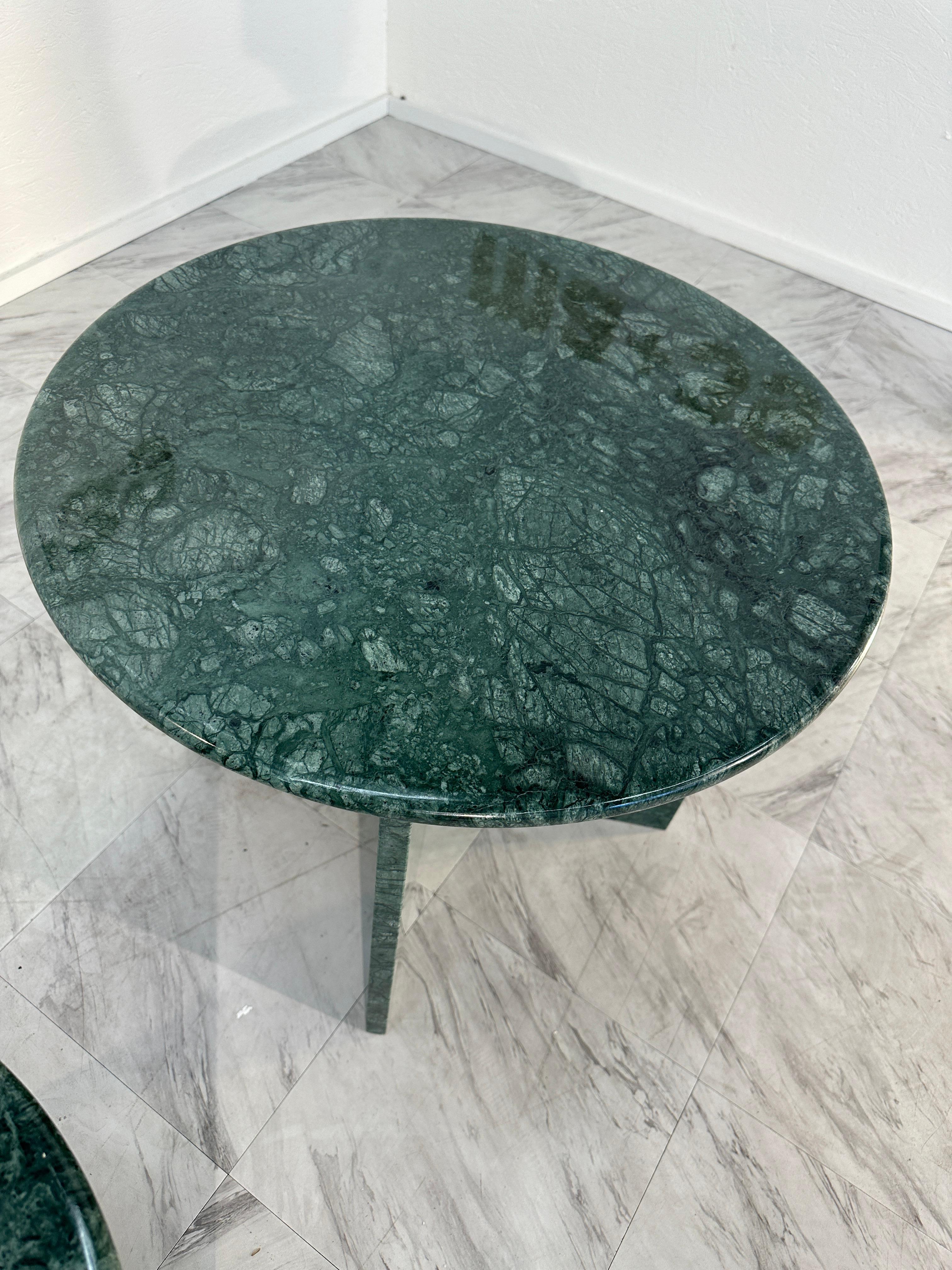 Pair of 2 Italian Green Marble Side Tables 1980s 4