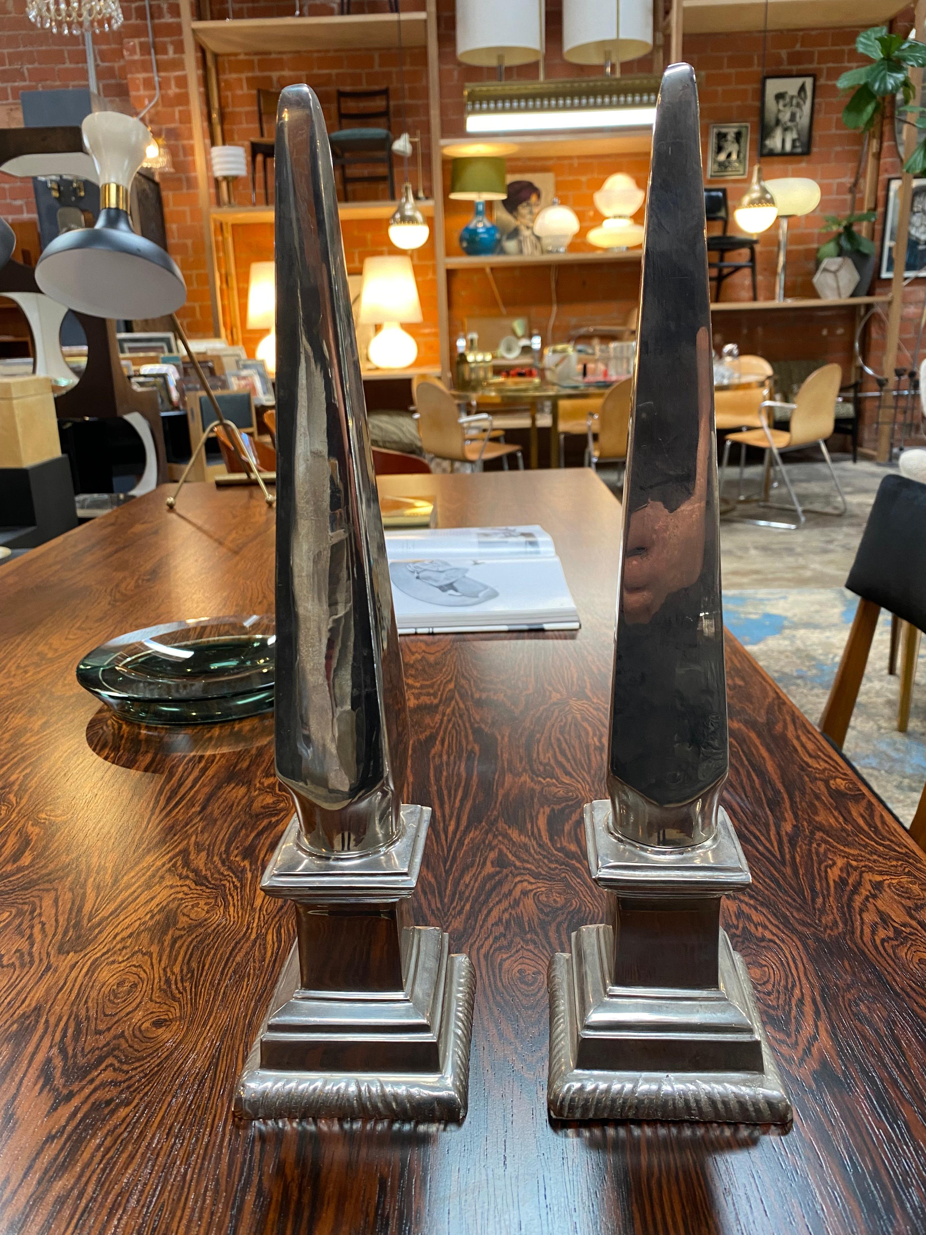 Beautiful pair of two Italian obelisk made in Italy in 1950s.
 