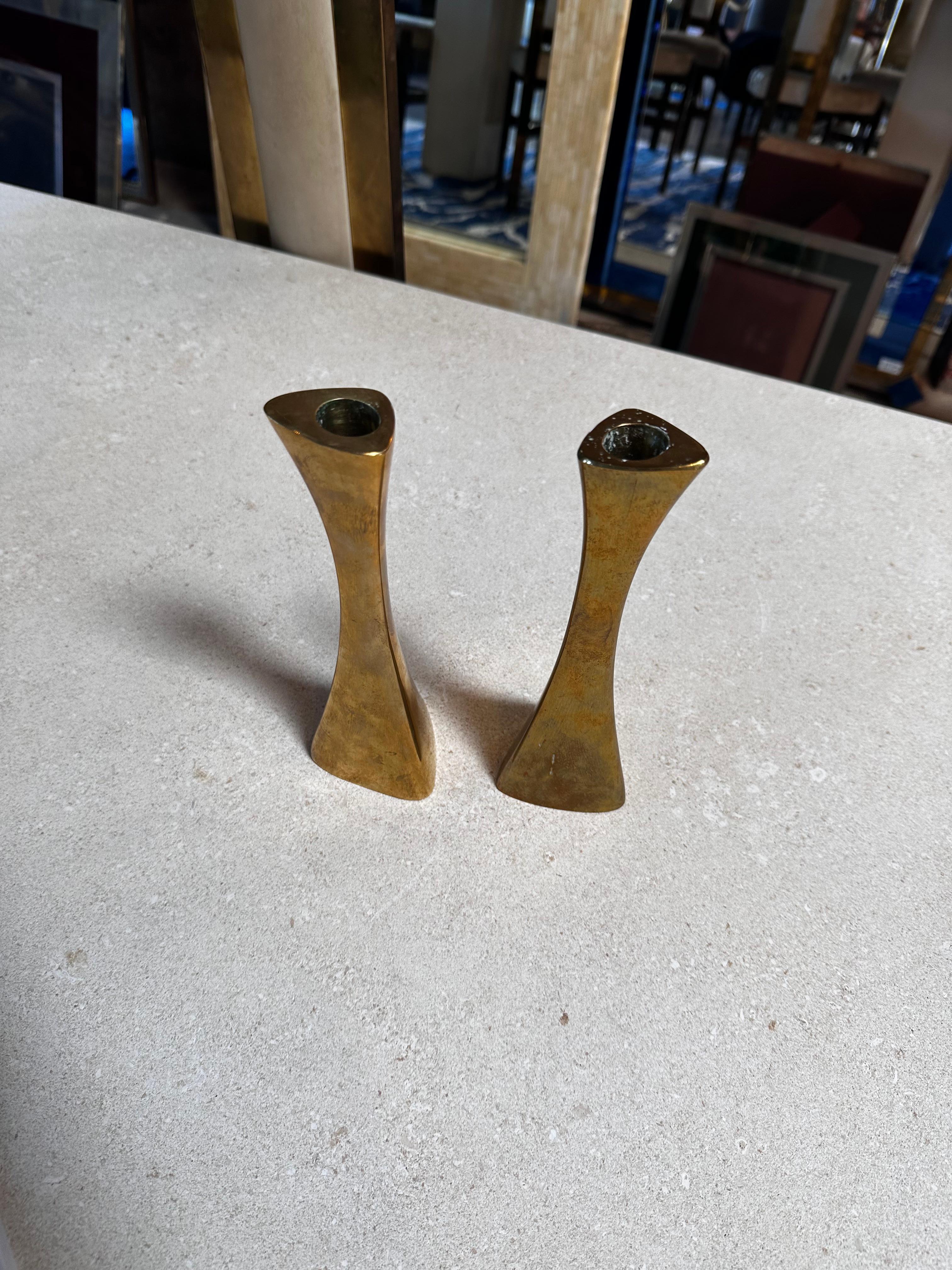 Pair of 2 K-E Ytterberg, Candlesticks for Bca Eskilstuna, Sweden, 1950s In Good Condition In Los Angeles, CA