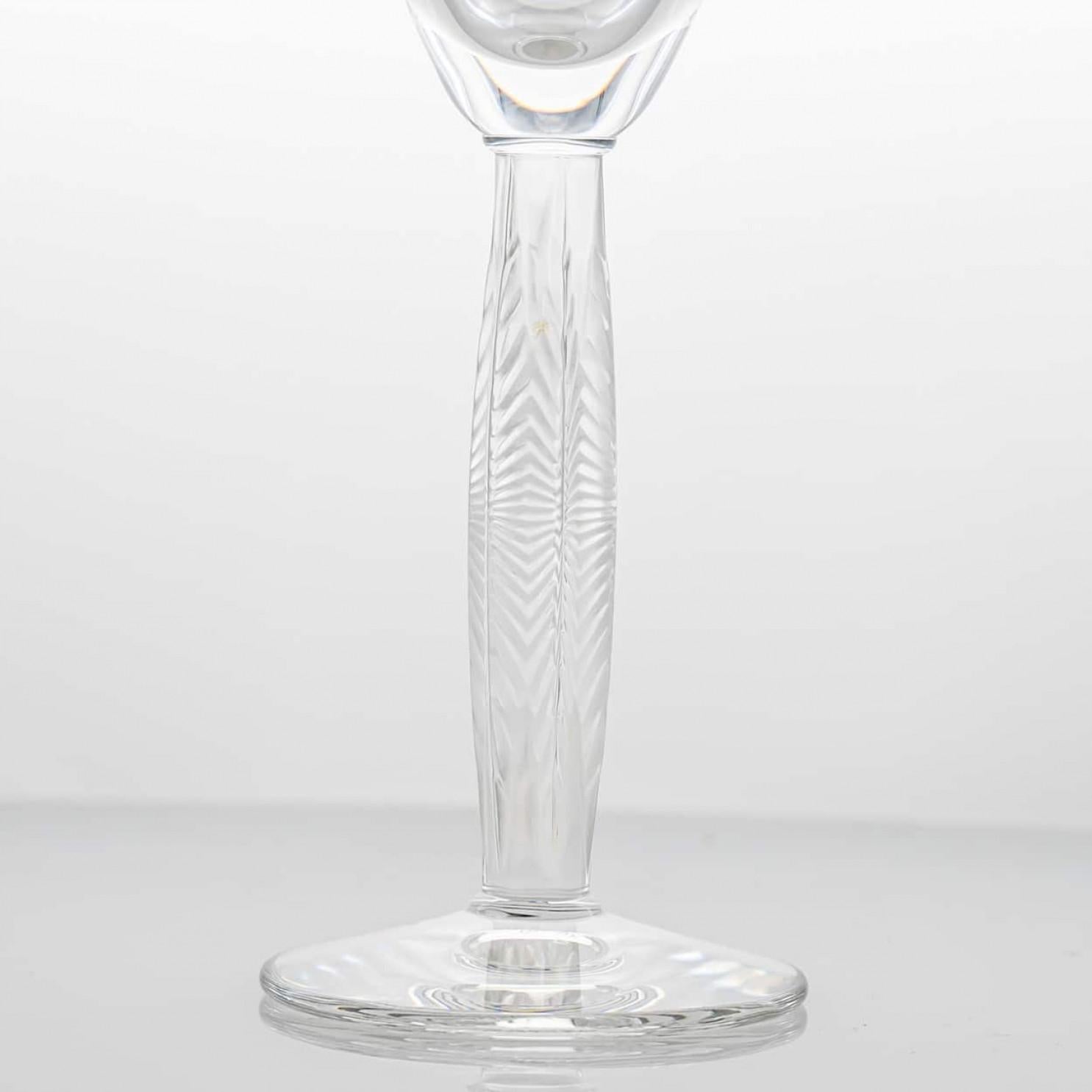 Paar von 2 Lalique Kristall Champagnergläser, Frankreich (Handgefertigt) im Angebot