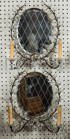 Pair of 2 Light Mirror Wall Sconces