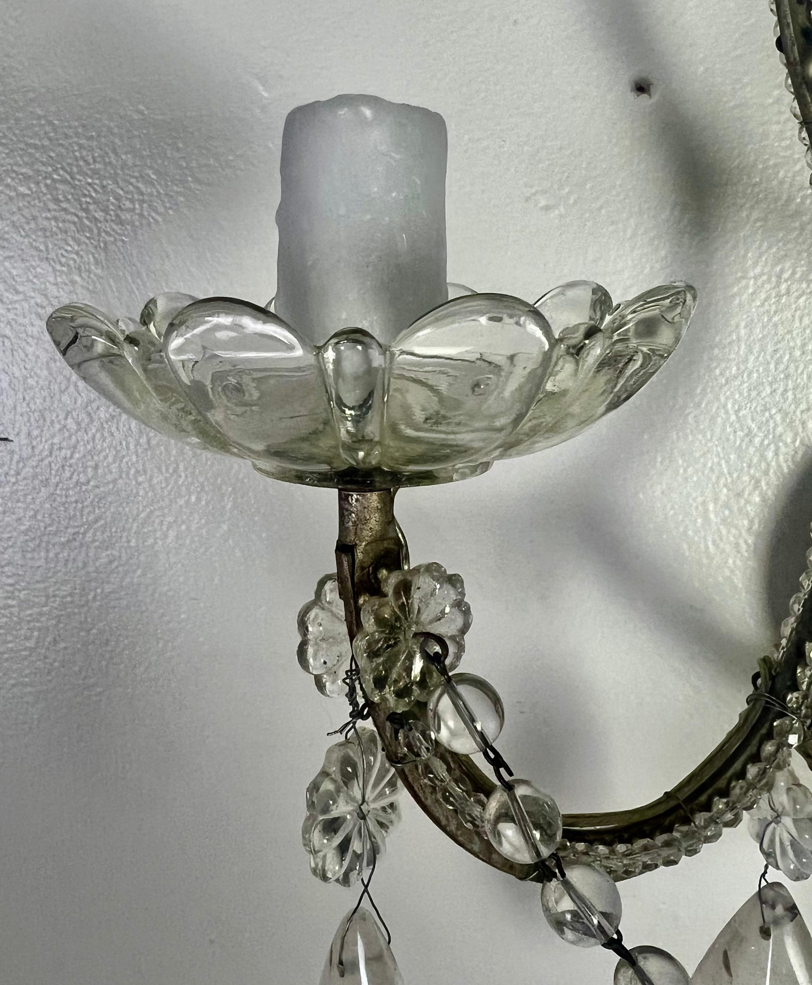Paire d'appliques à 2 lumières en cristal de roche perlé en vente 6