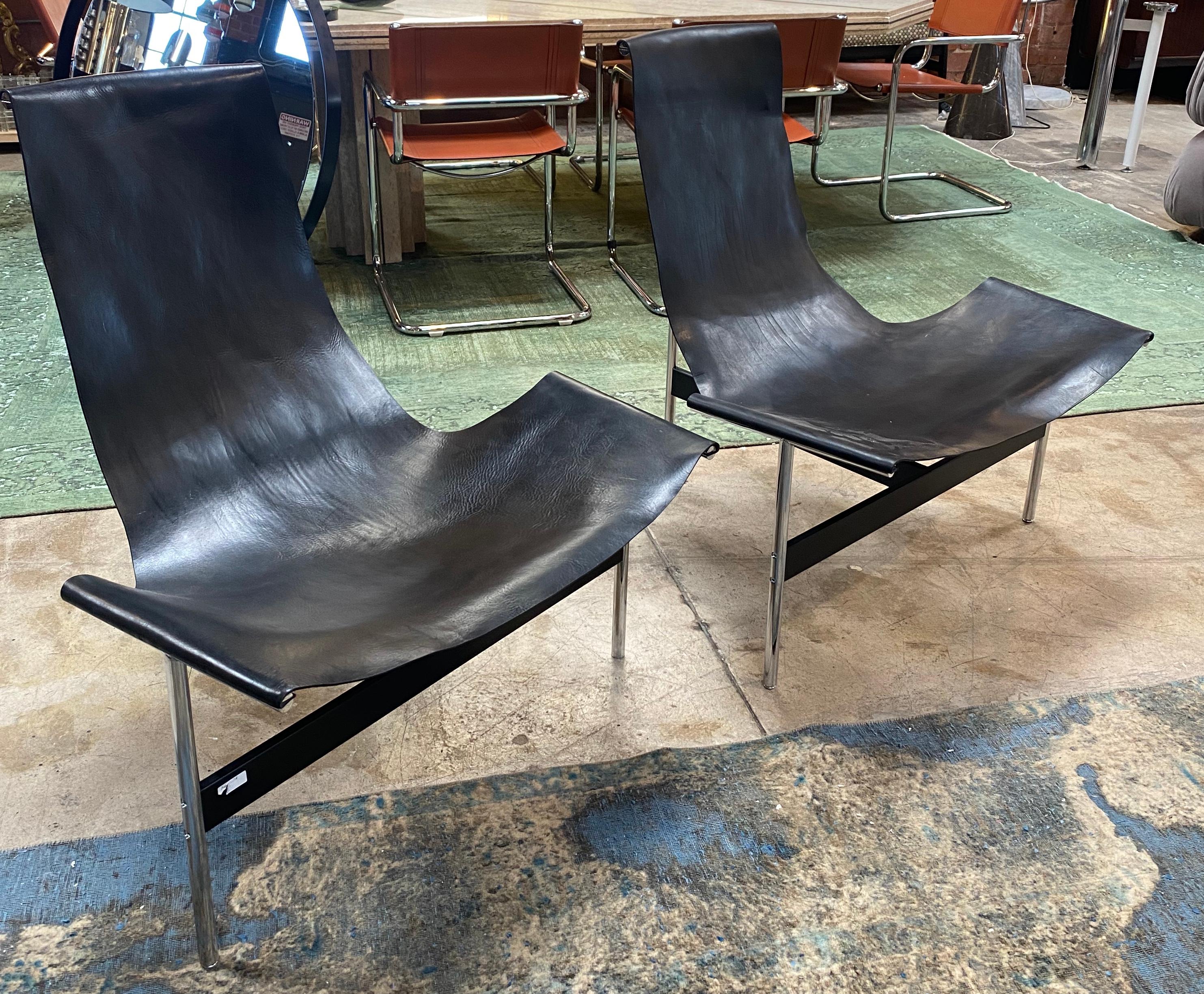 Katavolos, Littell, & Kelley for Laverne International, lounge chair, chrome, leather, United Stated, 1952.

William Katavolos designed, together with Douglas Kelley & Ross Littell, the iconic sling-back T chair as model 3LC in Laverne
