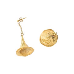 Paire de 2 boucles d'oreilles « Mercury » en vermeil doré par Aur Studio