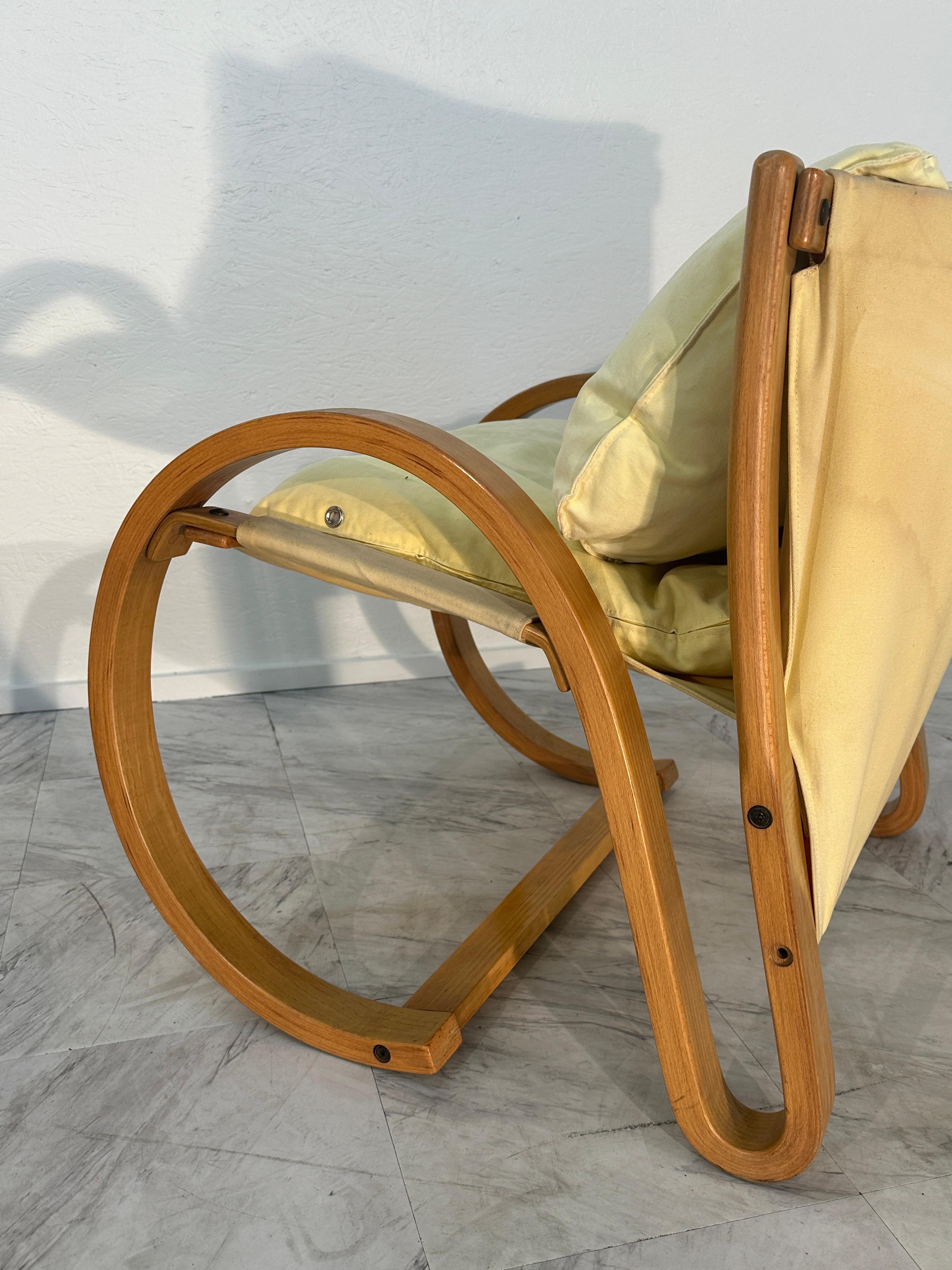 Paar 2 italienische Alvar-Alto-Lounge-Stühle aus der Jahrhundertmitte 1980er Jahre (Stoff) im Angebot