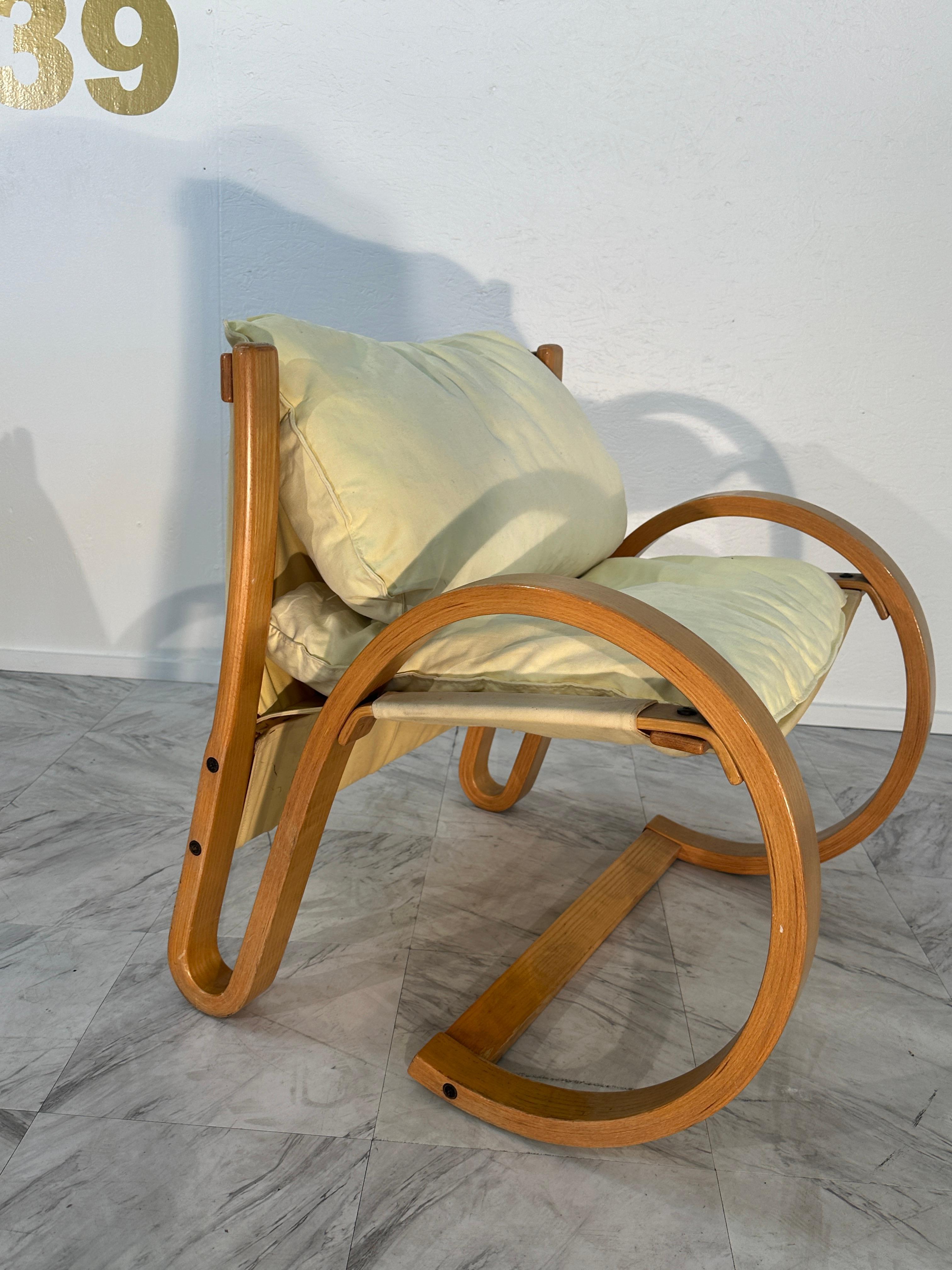 Pair of 2 Mid Century Italian Alvar Alto Lounge Chairs 1980s 3