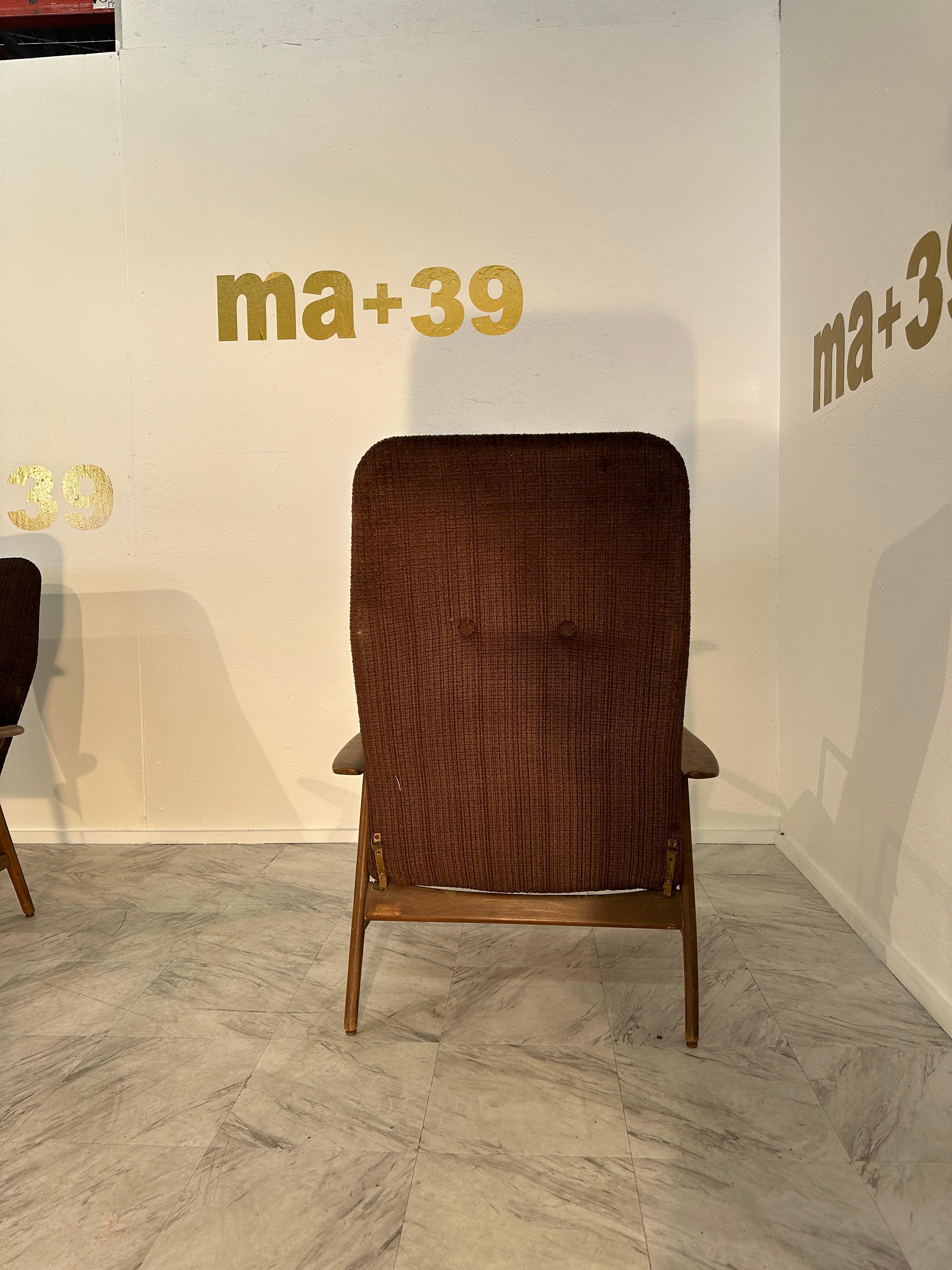 Mid-20th Century Pair of 2 Mid Century Italian Armchair by Gio Ponti 1960 For Sale