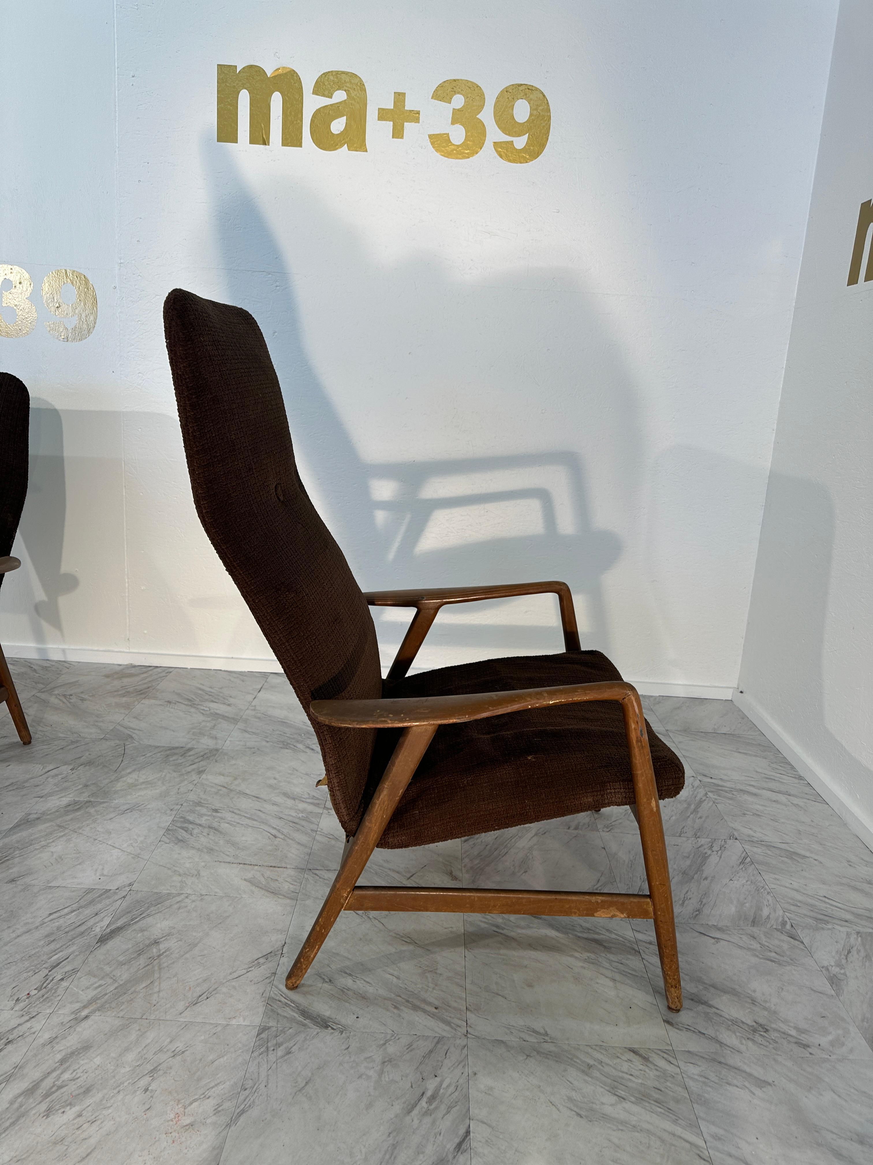 Paire de 2 fauteuils italiens du milieu du siècle par Gio Ponti 1960 en vente 1