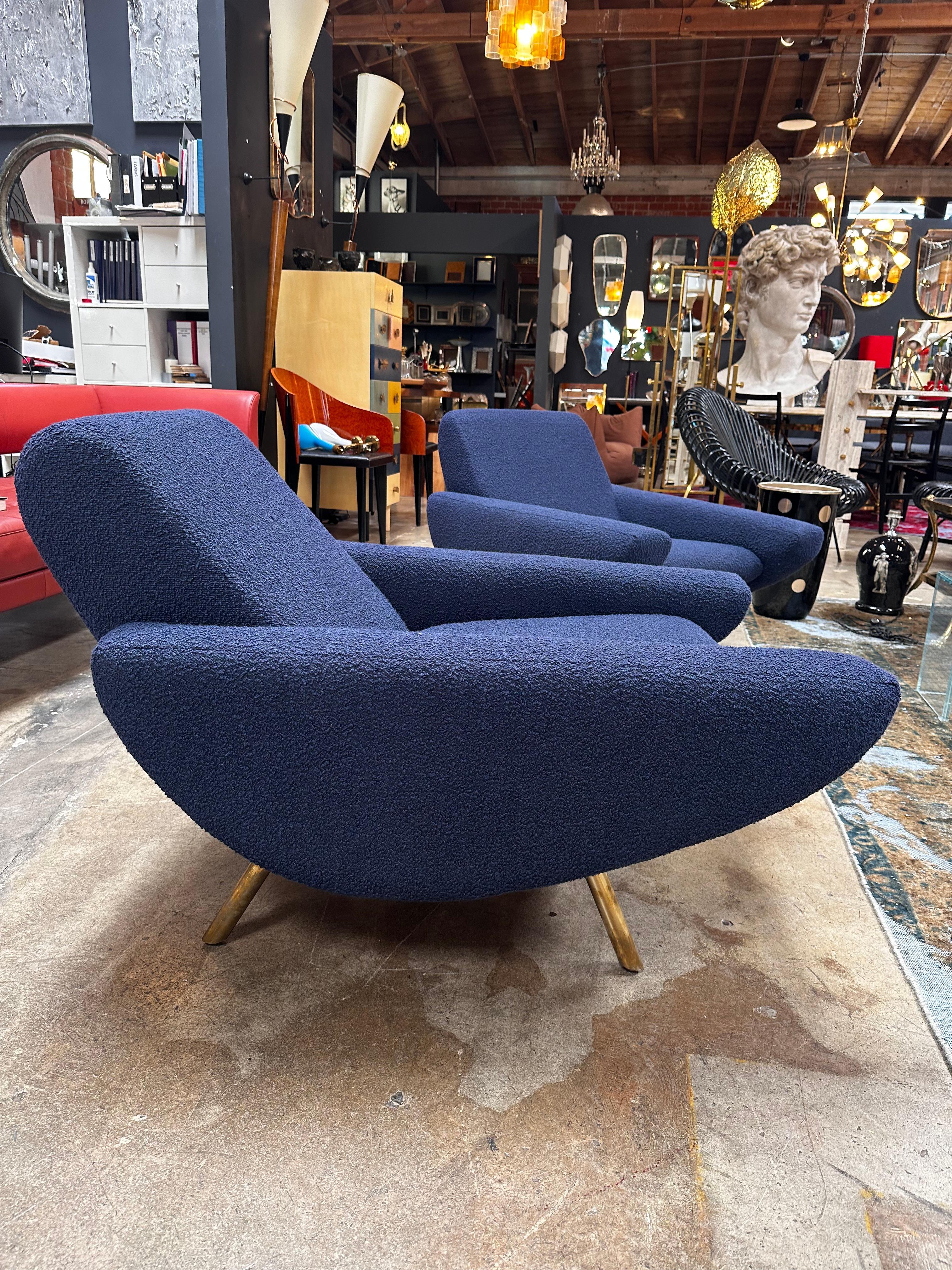 Pair of 2 Mid Century Italian Armchairs In Style of Zanuso 1960 For Sale 5
