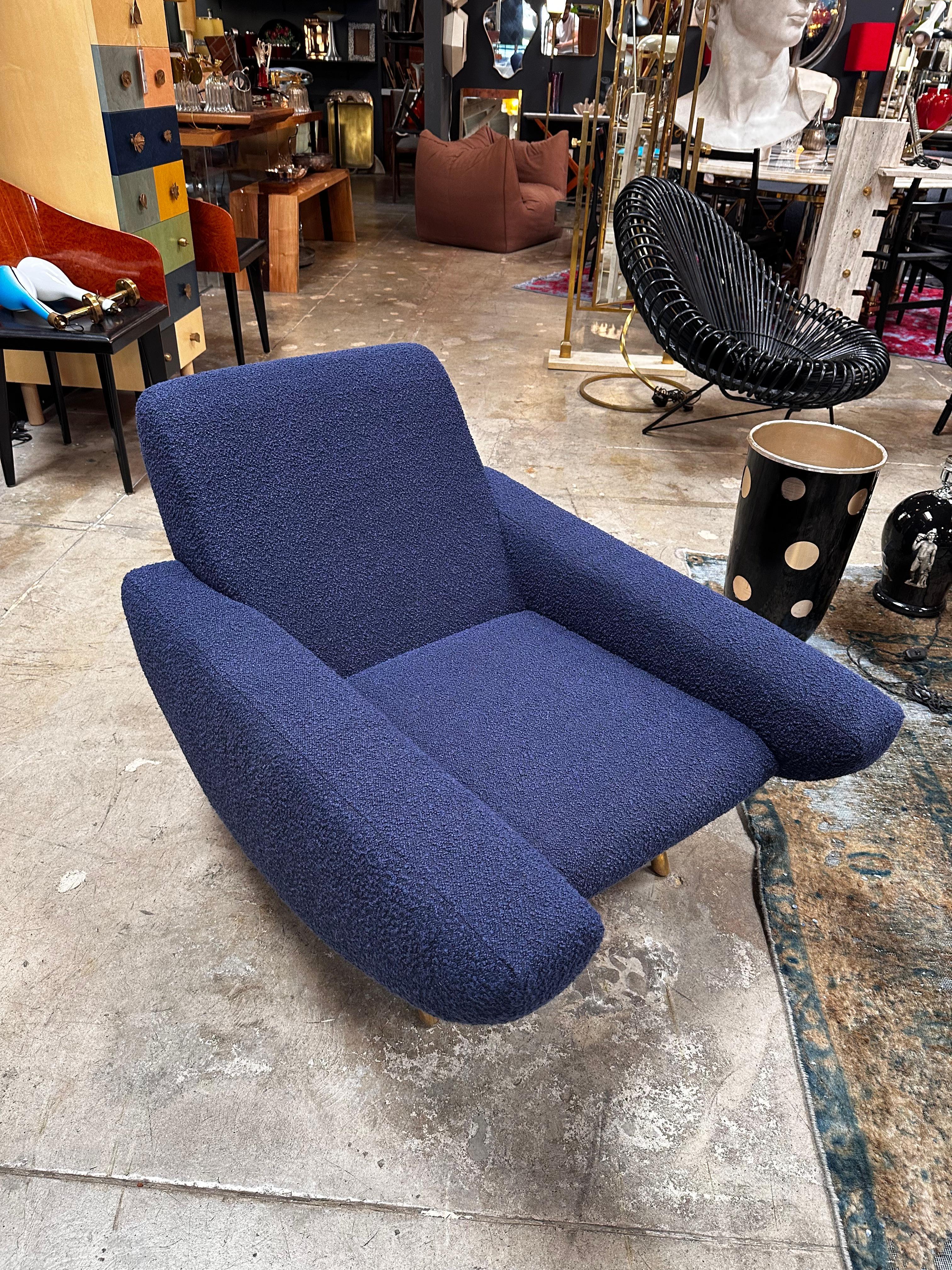 Pair of 2 Mid Century Italian Armchairs In Style of Zanuso 1960 In Good Condition For Sale In Los Angeles, CA