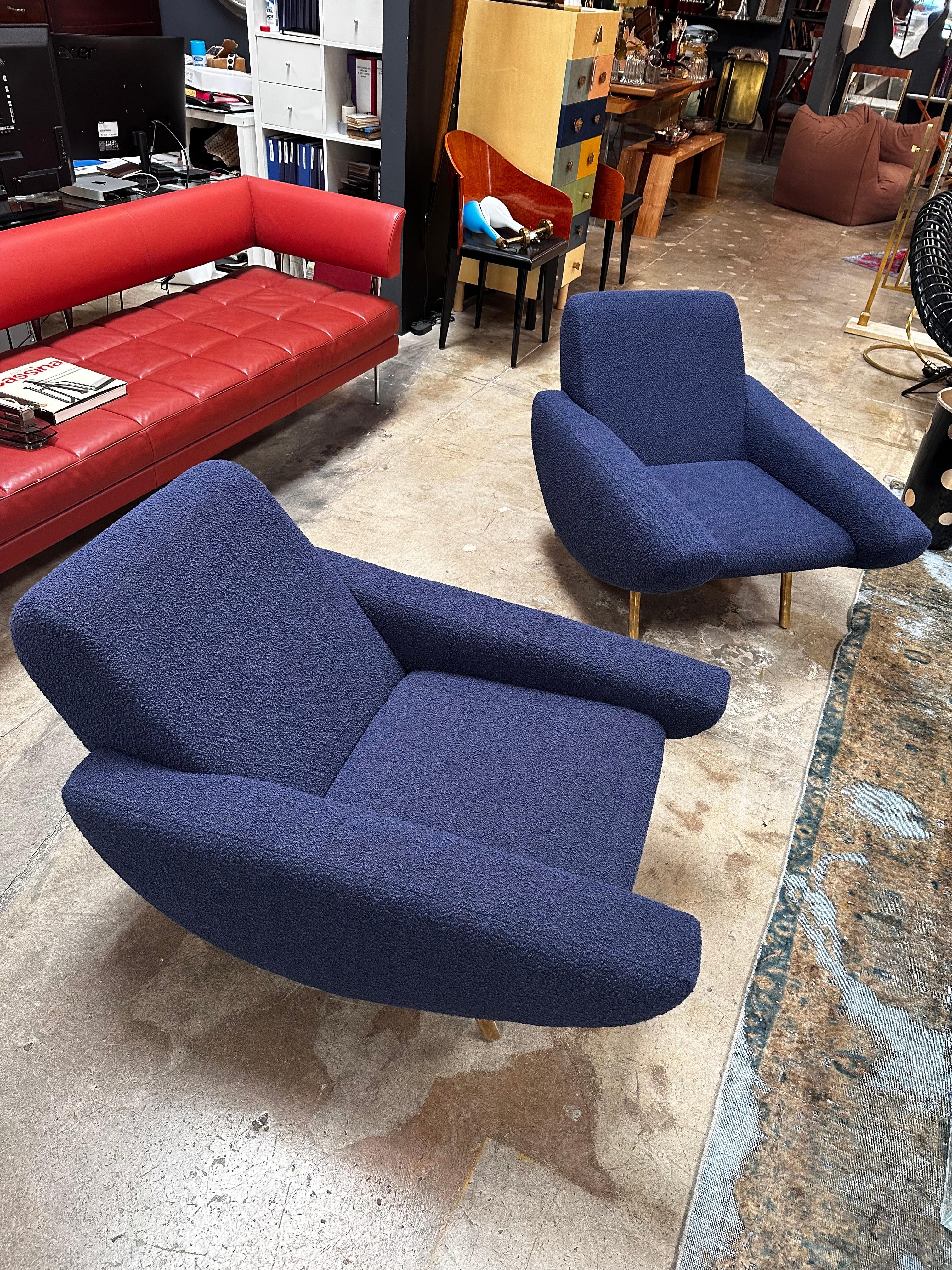 Pair of 2 Mid Century Italian Armchairs In Style of Zanuso 1960 For Sale 1