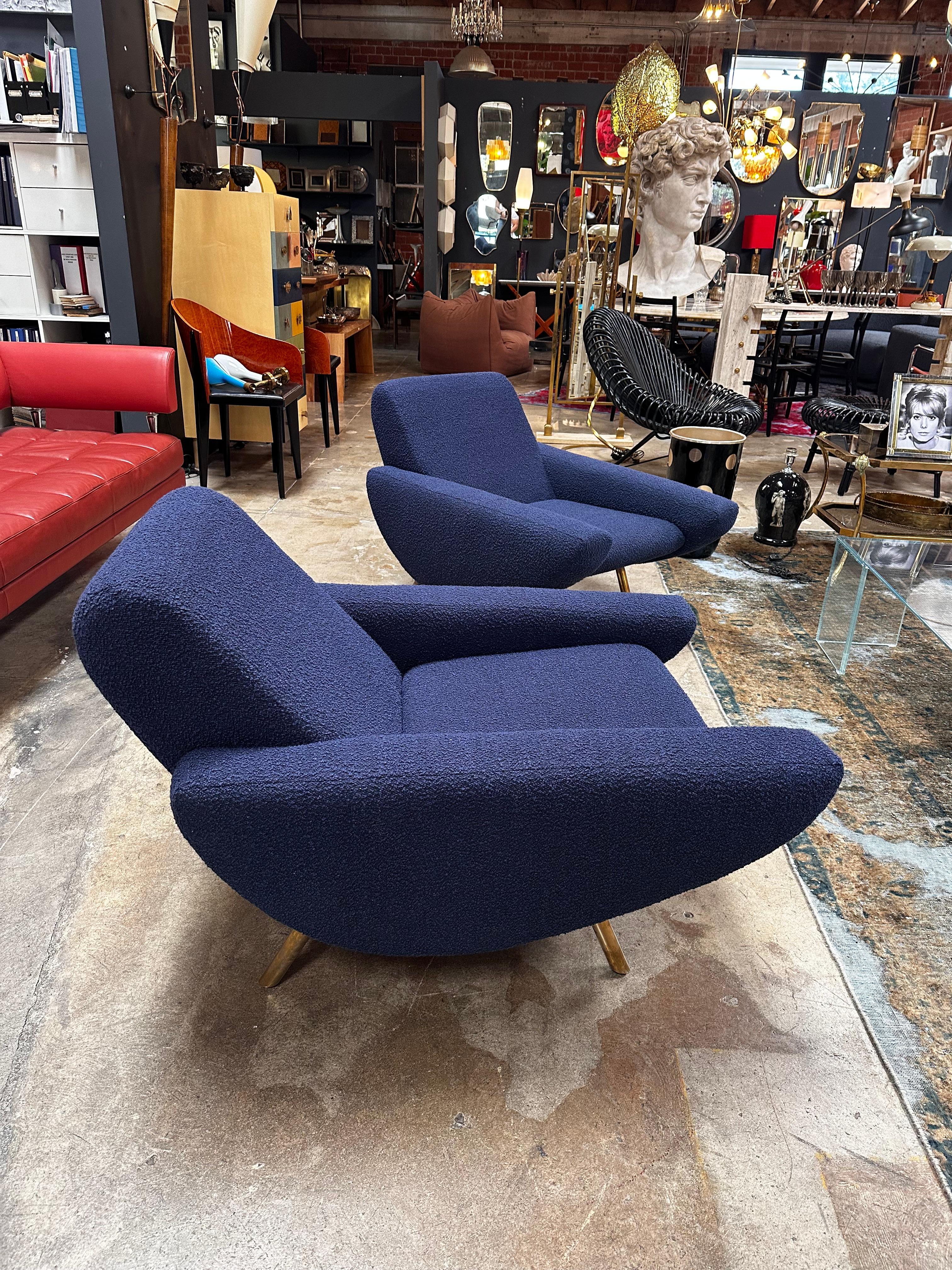 Pair of 2 Mid Century Italian Armchairs In Style of Zanuso 1960 For Sale 2