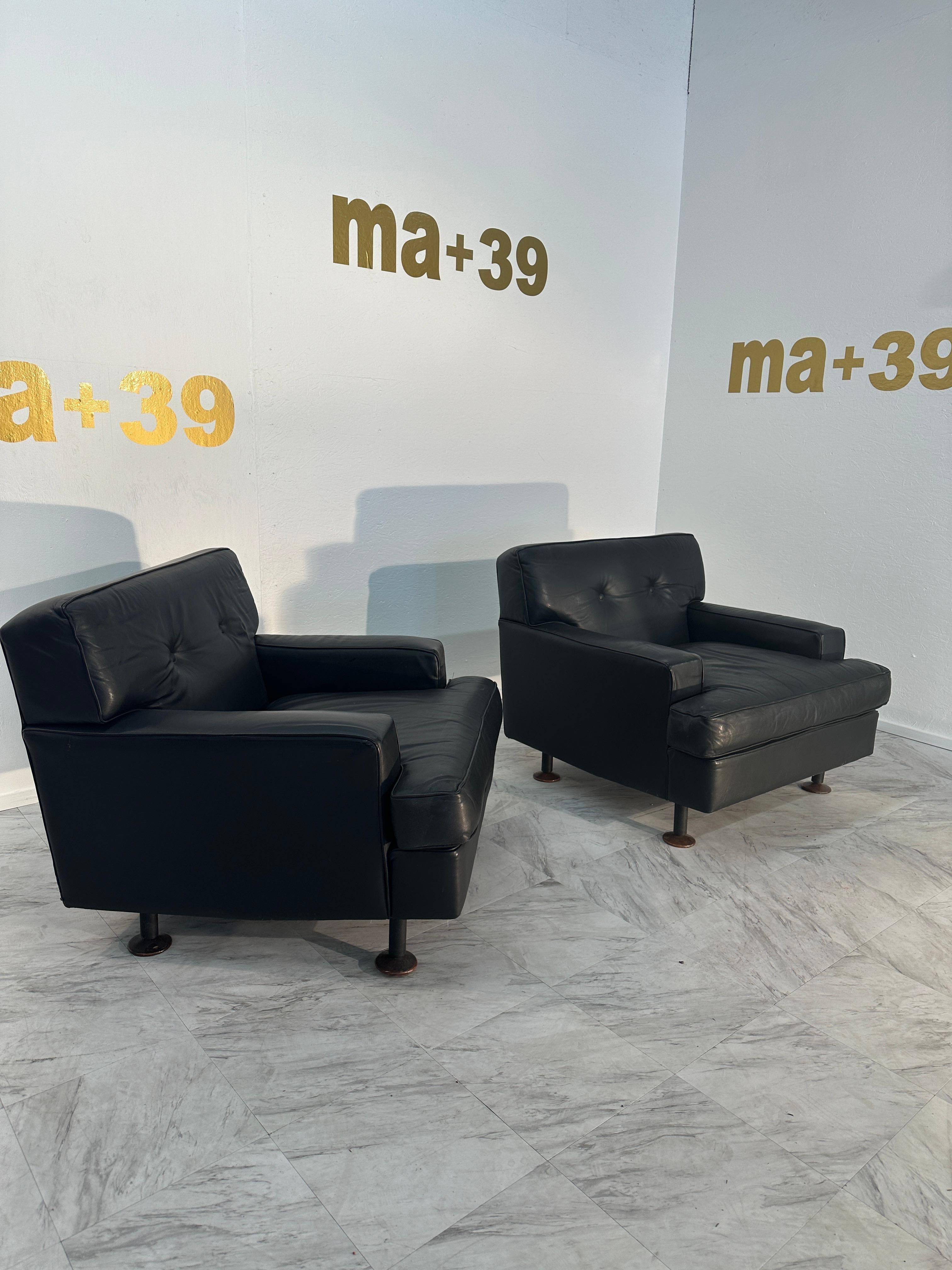 Mid-Century Modern Paire de 2 chaises longues italiennes du milieu du siècle par Zanuso X Artflex 1960s en vente