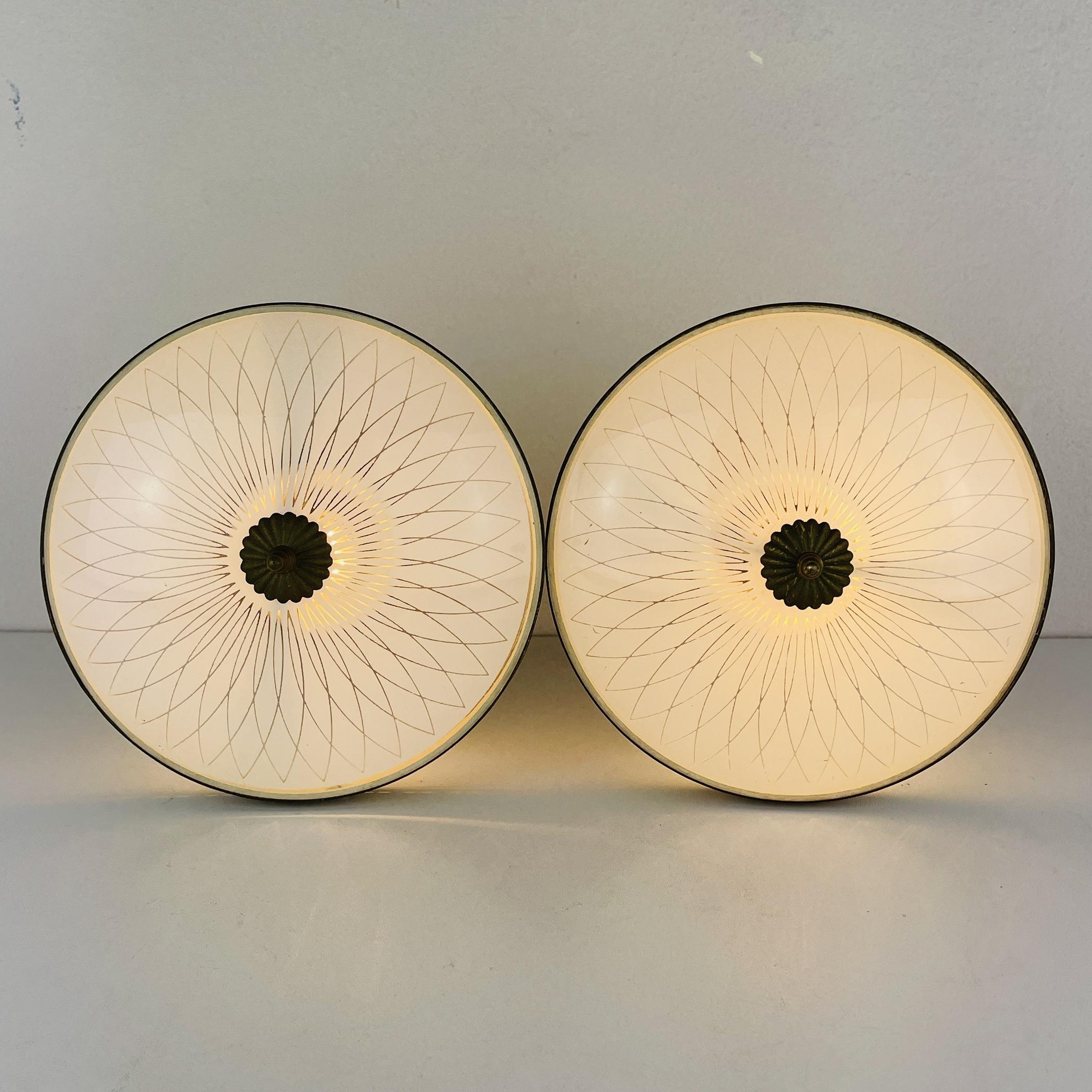 Pair of 2 Mid-Century Table Lamps Italy 1950s Space Age Light UFO 4