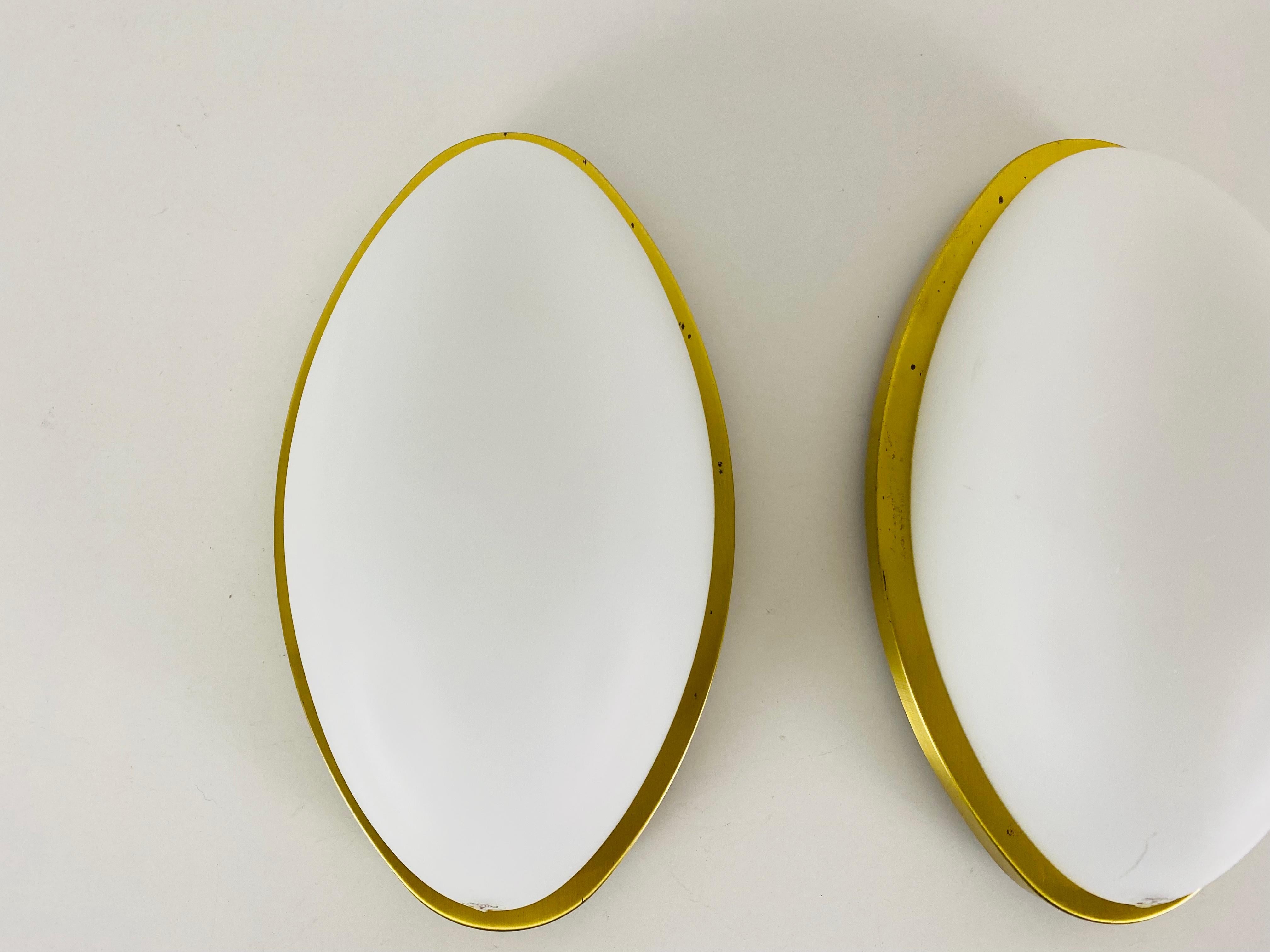 Pair of 2 Opaque Glass Sconces by Peill & Putzler, 1970s, Germany For Sale 3