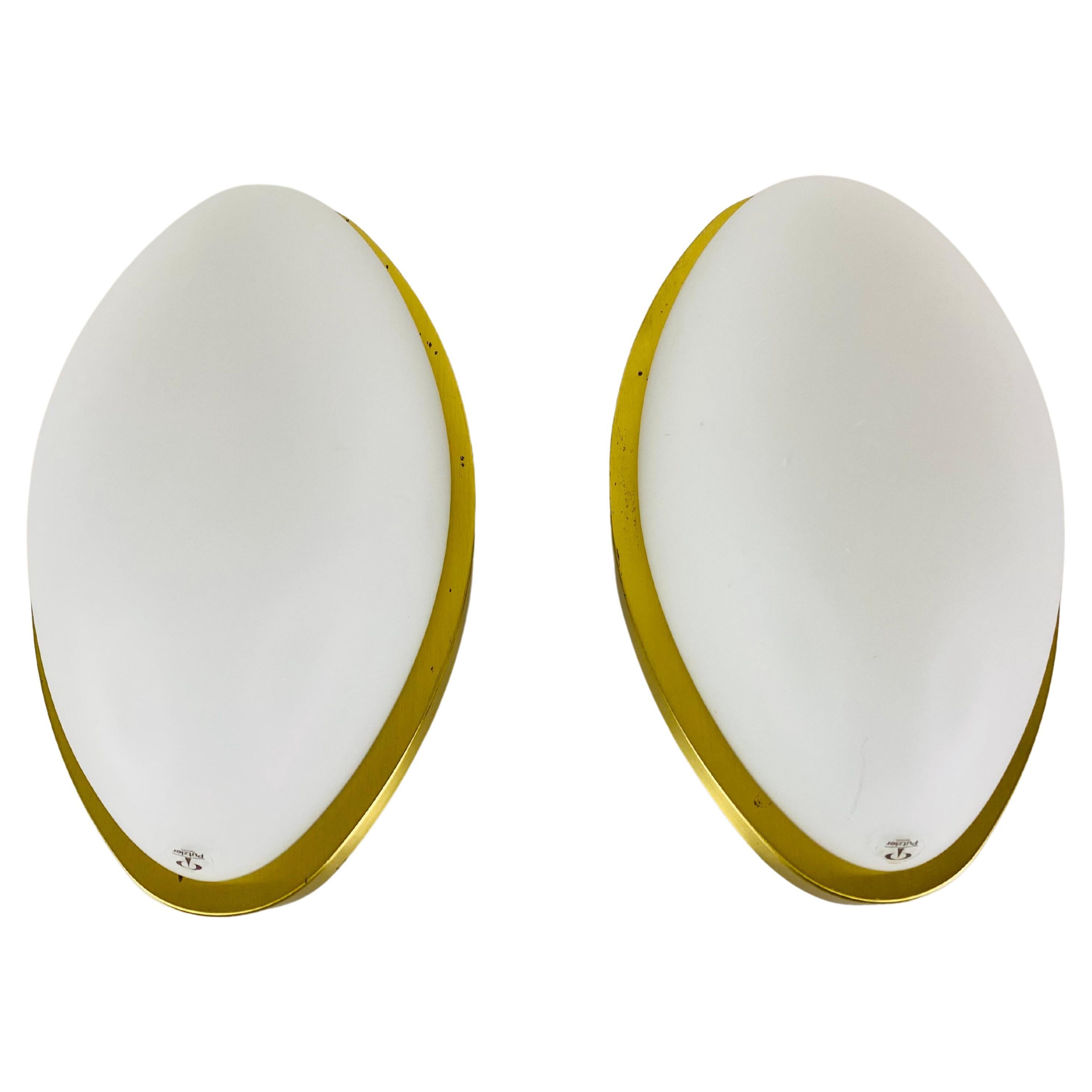 Pair of 2 Opaque Glass Sconces by Peill & Putzler, 1970s, Germany For Sale
