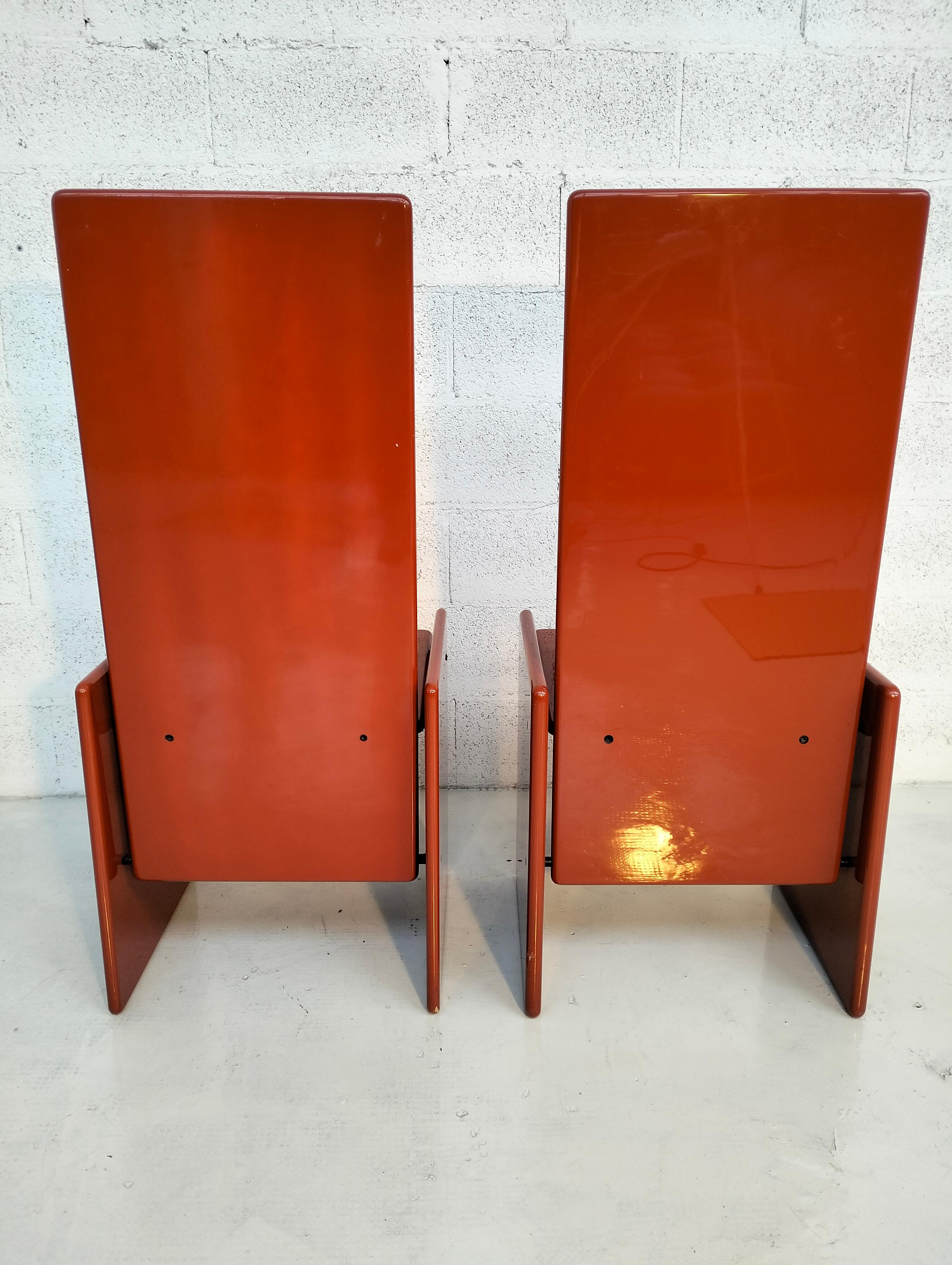 Pair of 2 orange Kazuki chairs by Kazuhide Takahama for Simon 60s, 70s 2