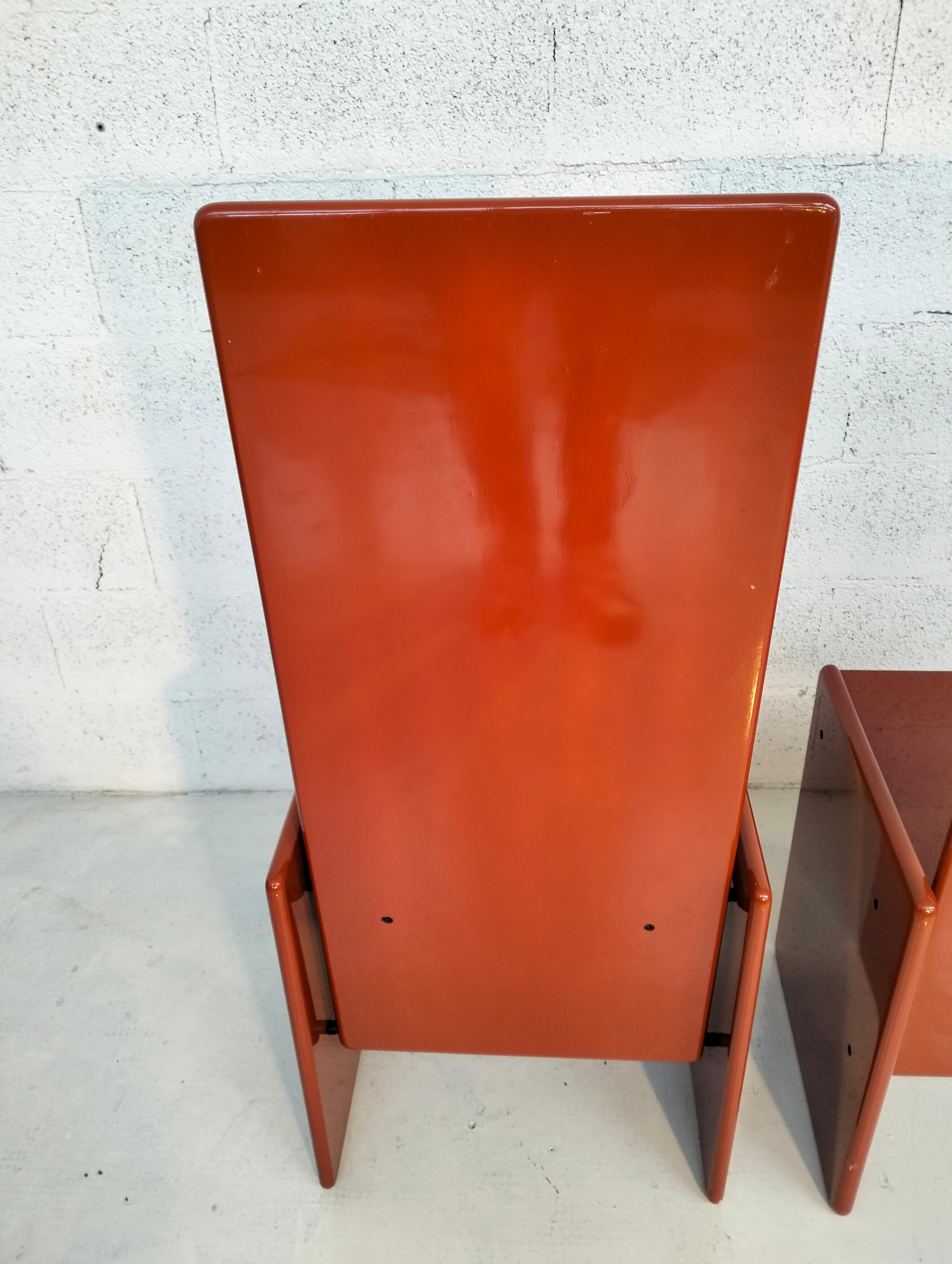 Pair of 2 orange Kazuki chairs by Kazuhide Takahama for Simon 60s, 70s 3
