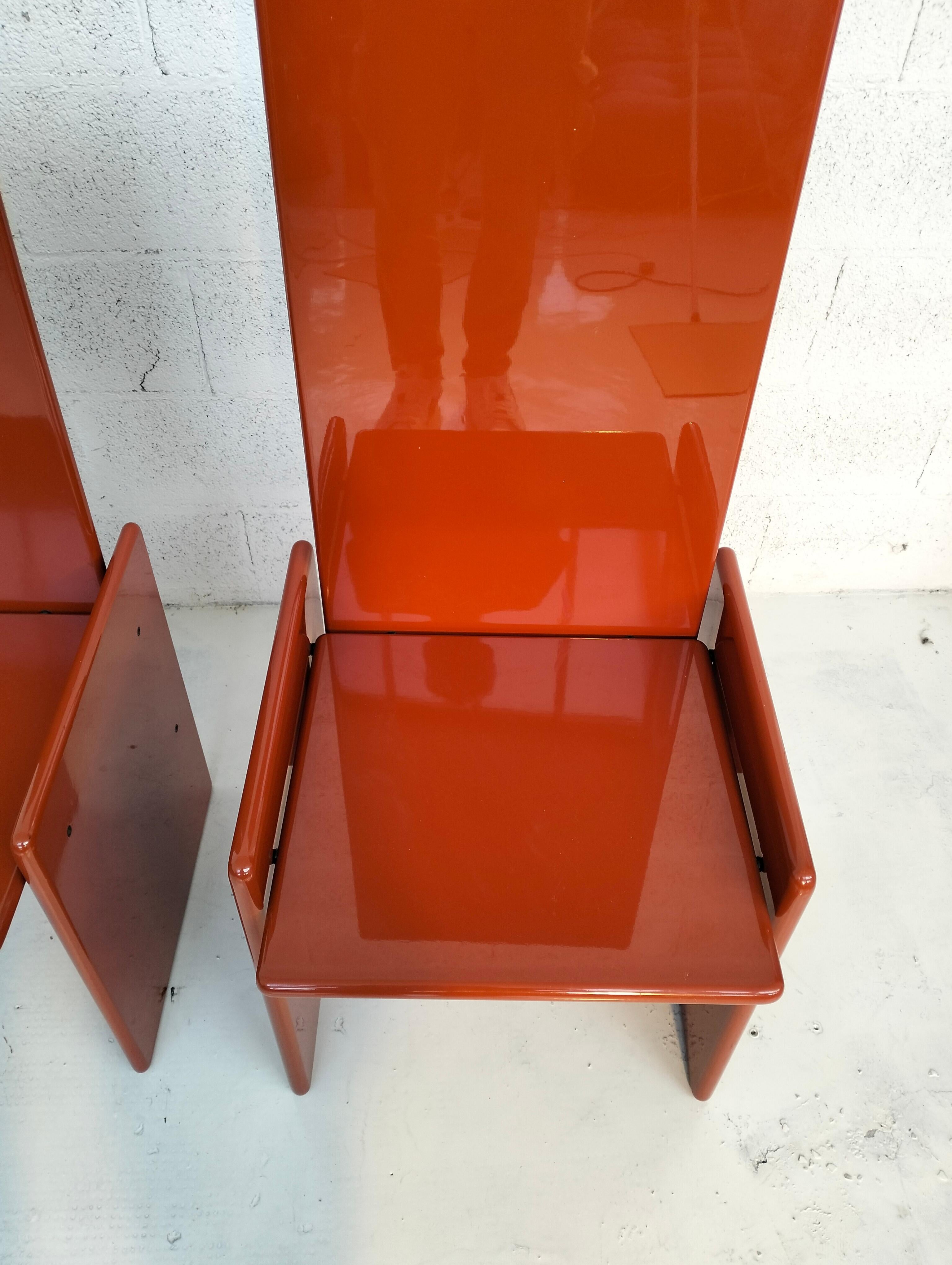 Mid-Century Modern Pair of 2 orange Kazuki chairs by Kazuhide Takahama for Simon 60s, 70s