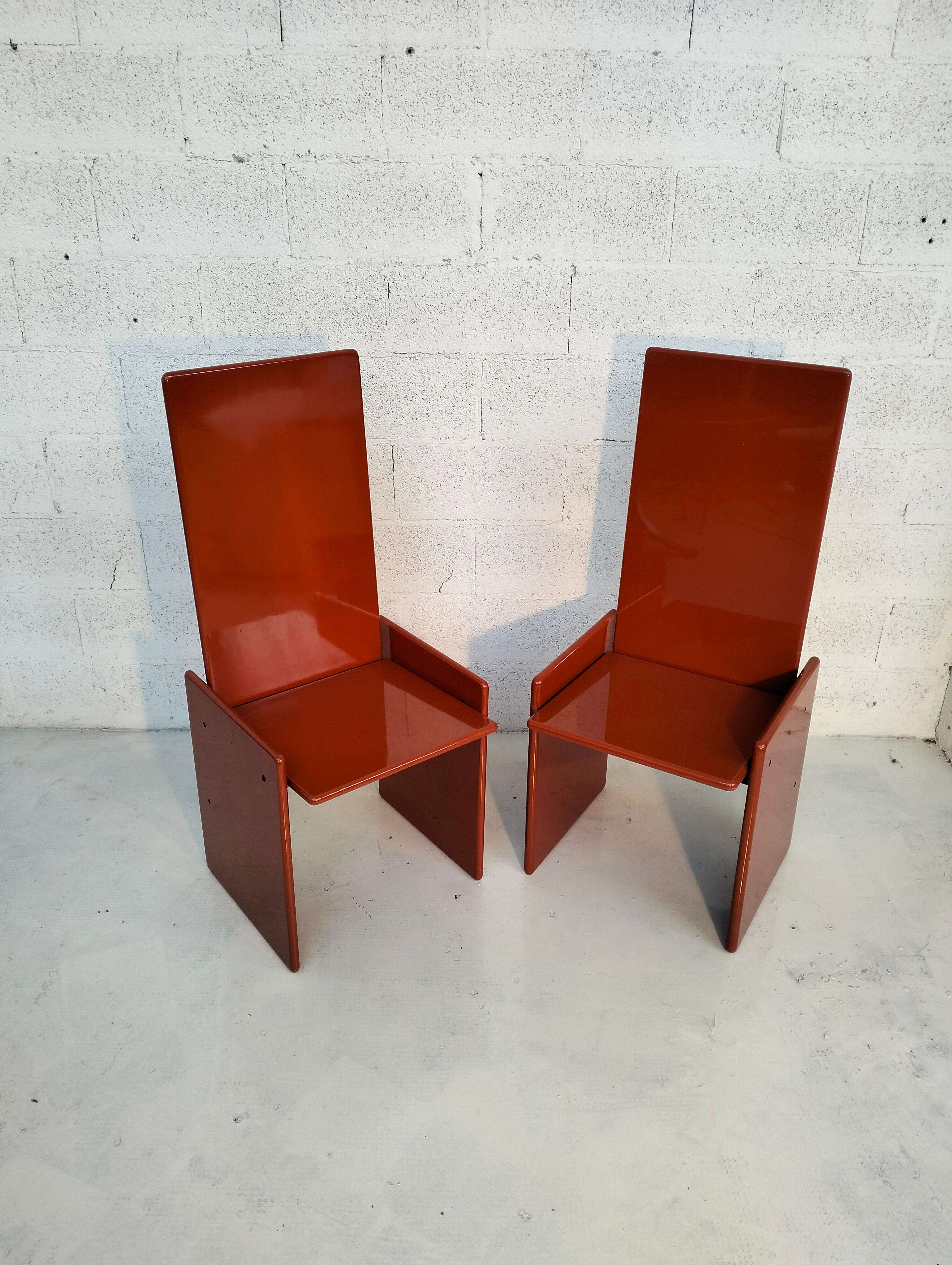 Late 20th Century Pair of 2 orange Kazuki chairs by Kazuhide Takahama for Simon 60s, 70s