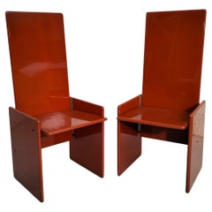 Pair of 2 orange Kazuki chairs by Kazuhide Takahama for Simon 60s, 70s