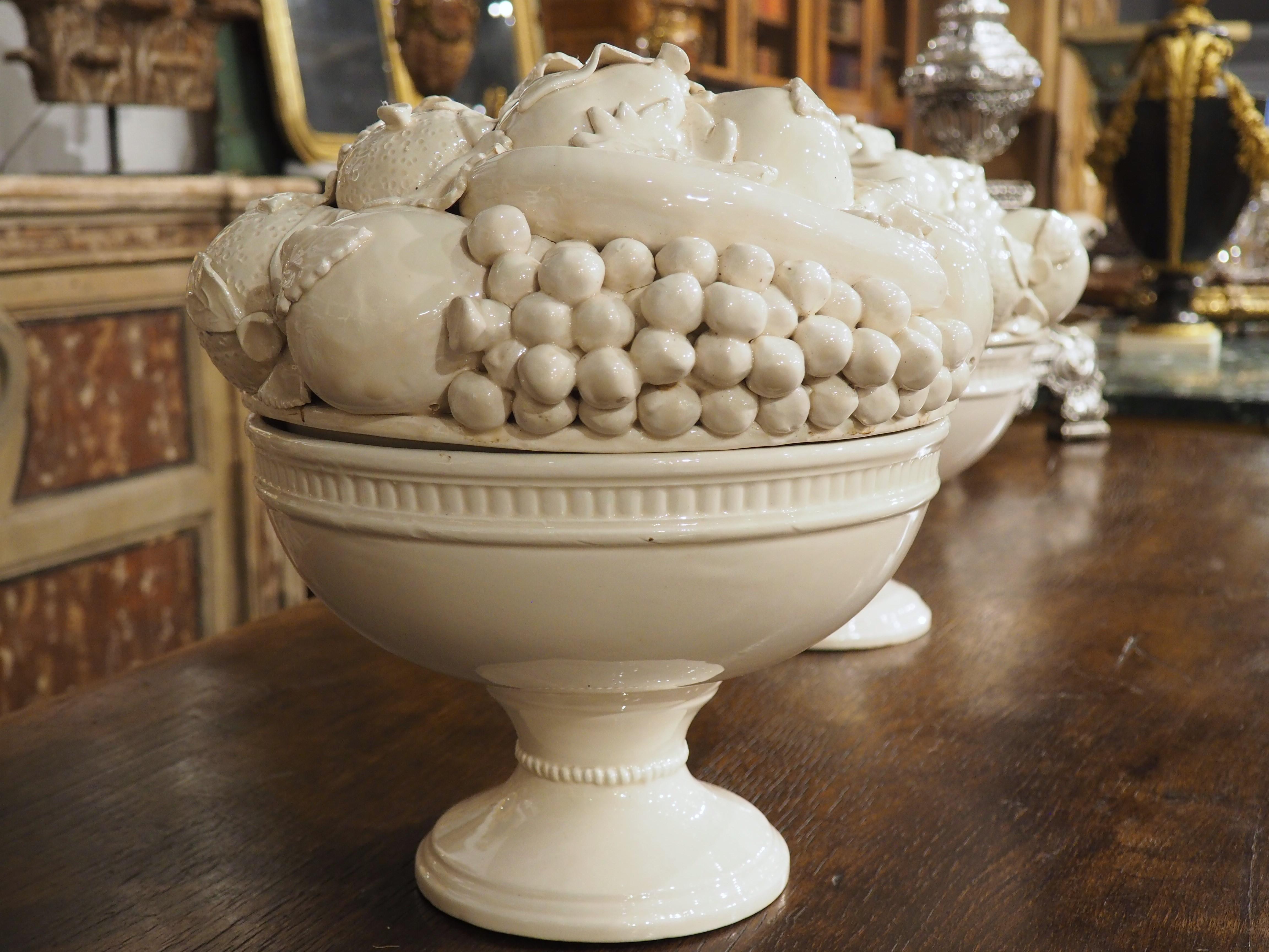 Pair of 2-Piece Italian Creamware Fruit Bowls, 20th C 6