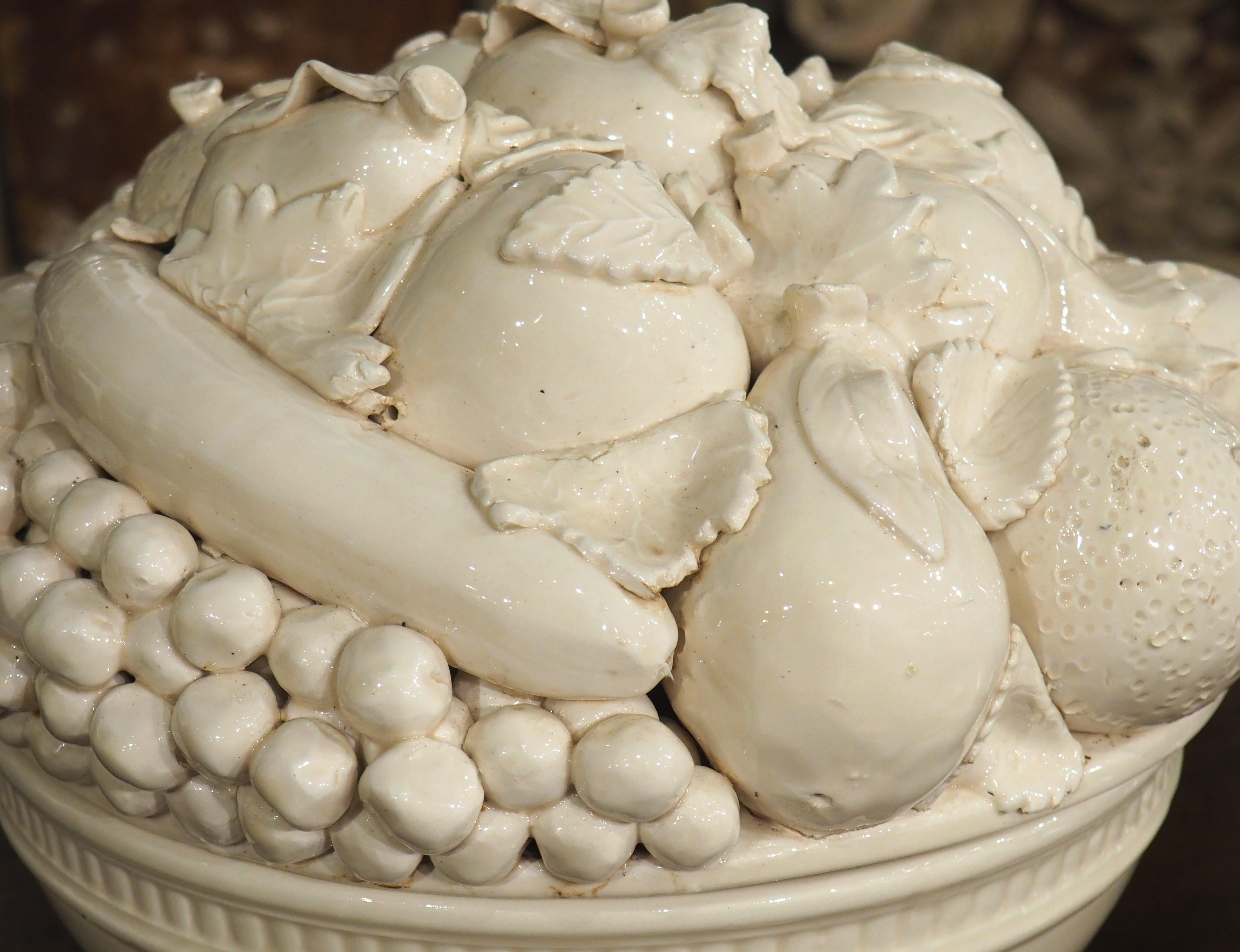 Pair of 2-Piece Italian Creamware Fruit Bowls, 20th C 1