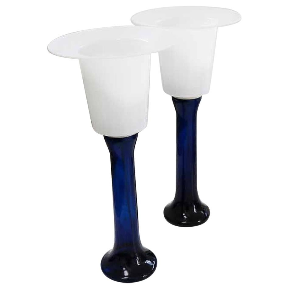 Pair of 2 Rare Glass Table Lamps by Uno & Östen Kristiansson, Sweden For Sale