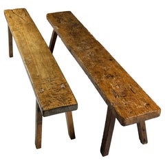 Pair of 2 Rustic Country House Benches