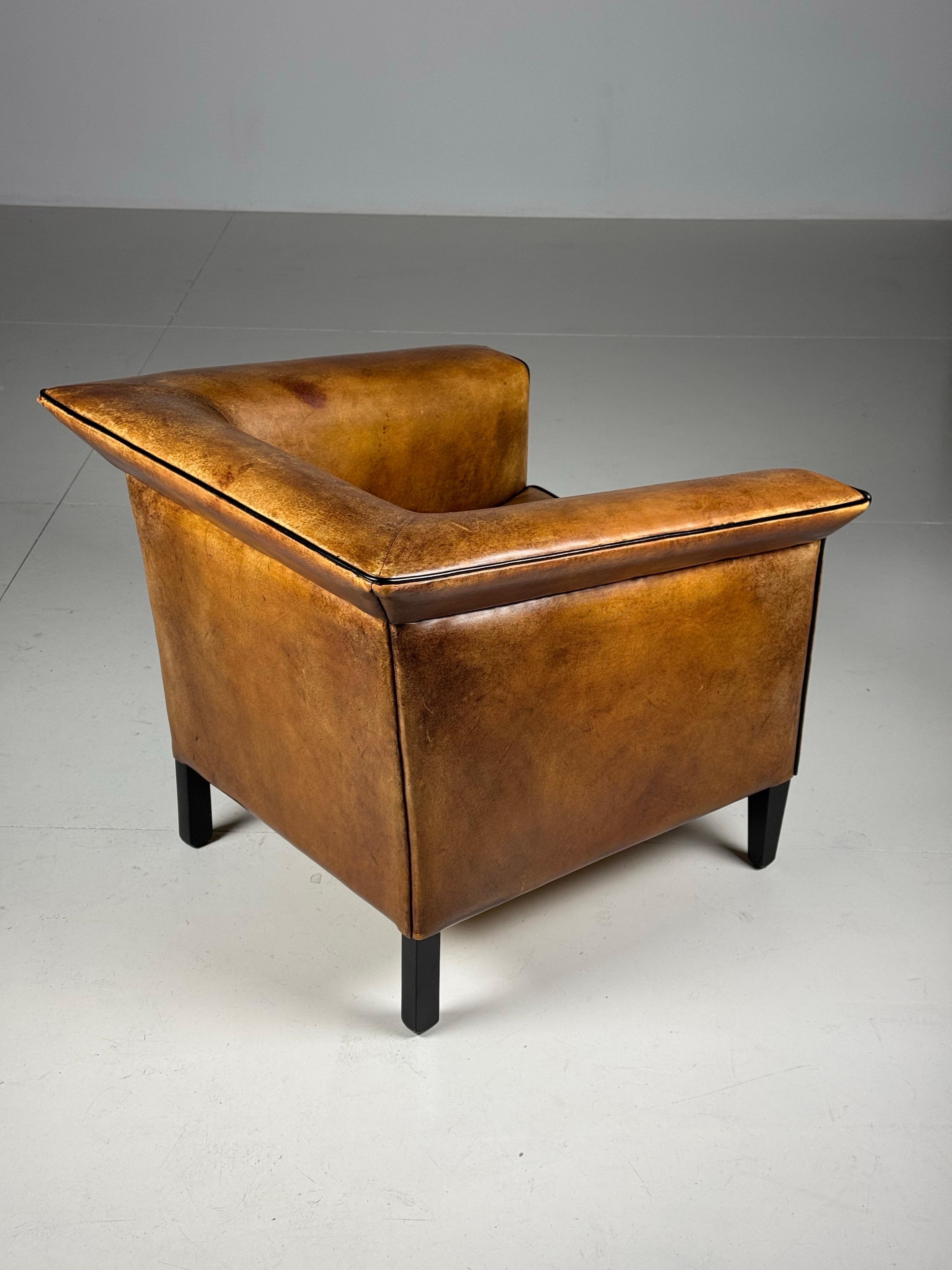 Pair of 2 Sheep’s leather Art Deco clubchairs 8