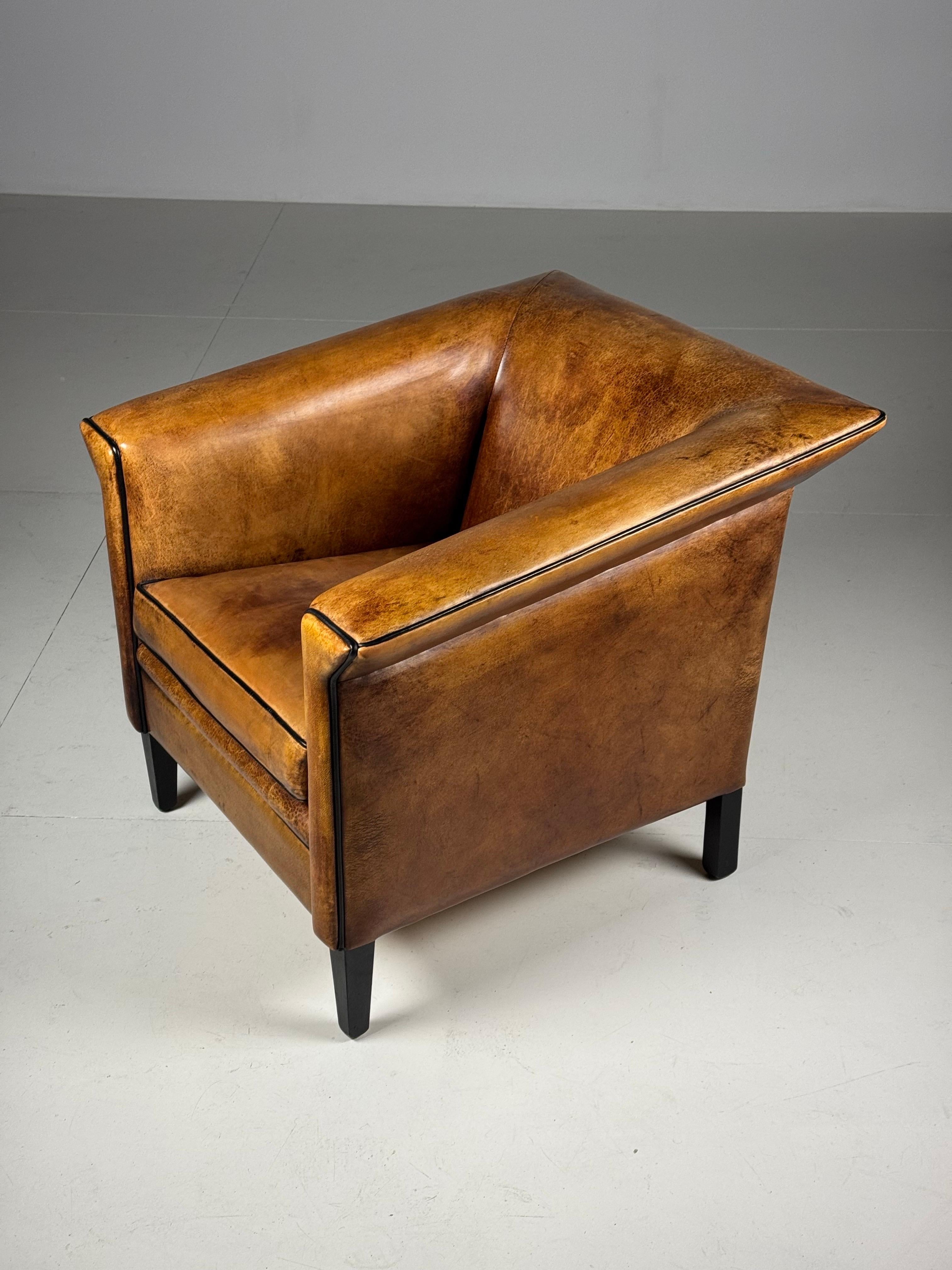 Pair of 2 Sheep’s leather Art Deco clubchairs 9