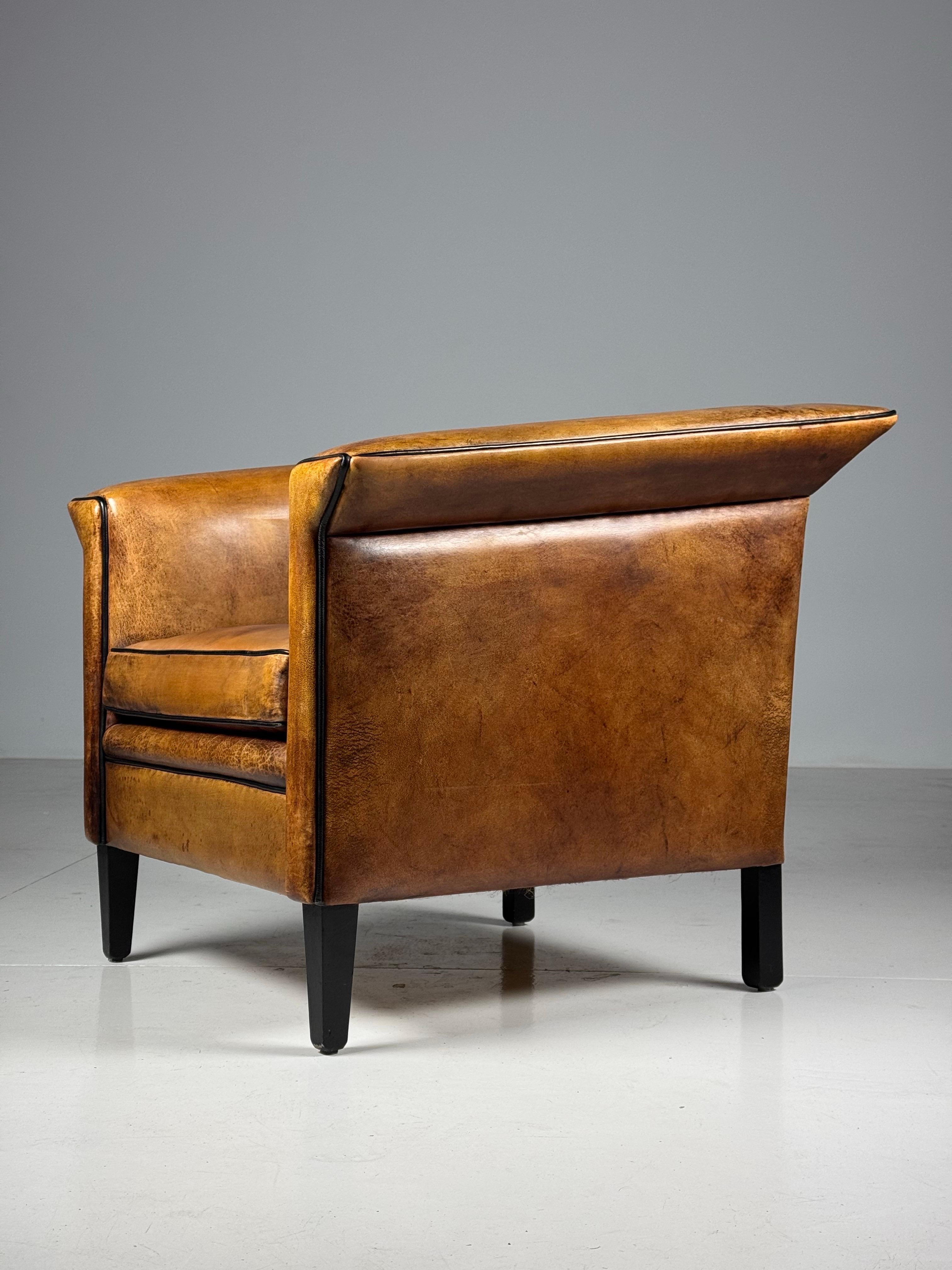 Pair of 2 Sheep’s leather Art Deco clubchairs 10