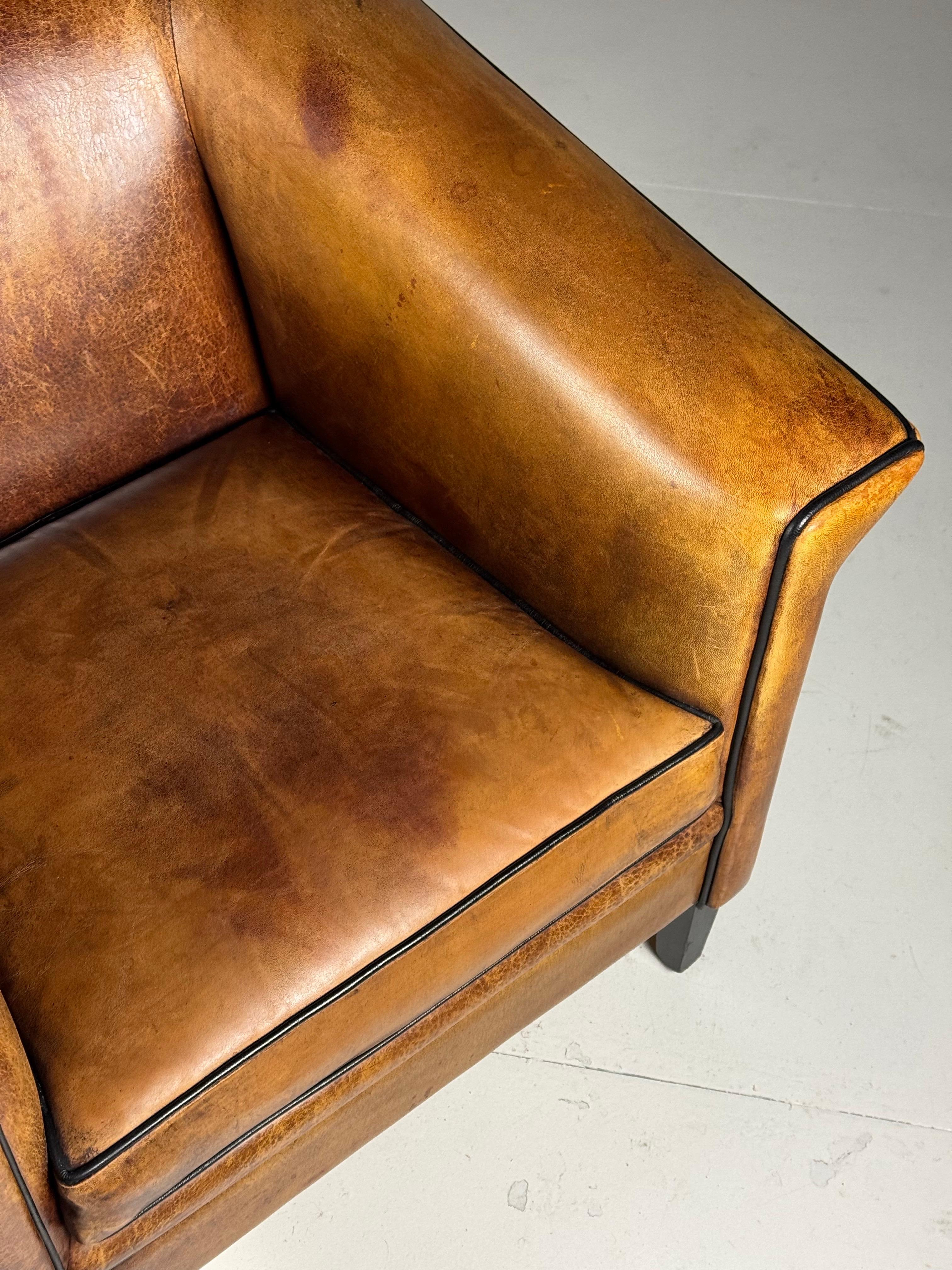Pair of 2 Sheep’s leather Art Deco clubchairs 13