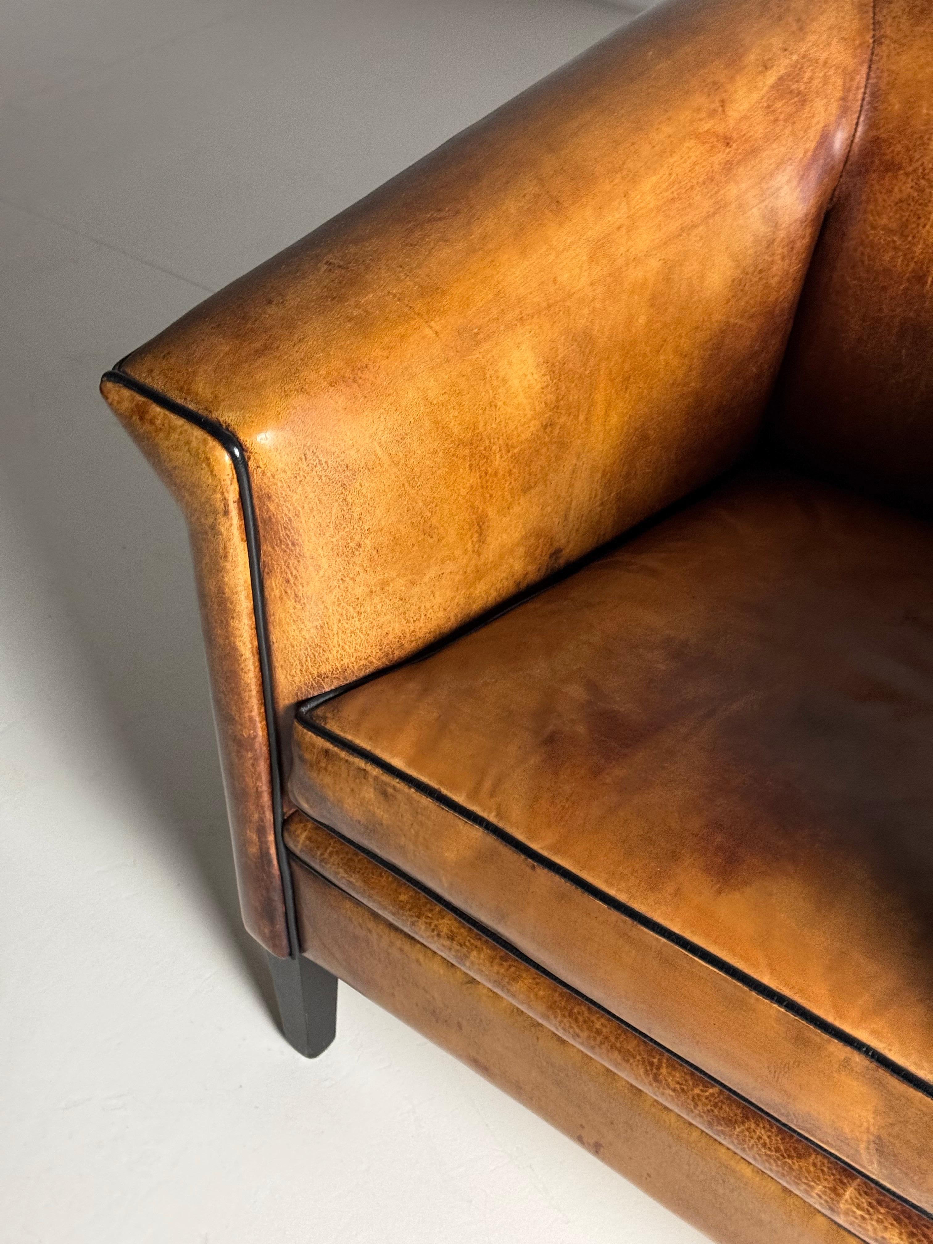 Pair of 2 Sheep’s leather Art Deco clubchairs 2