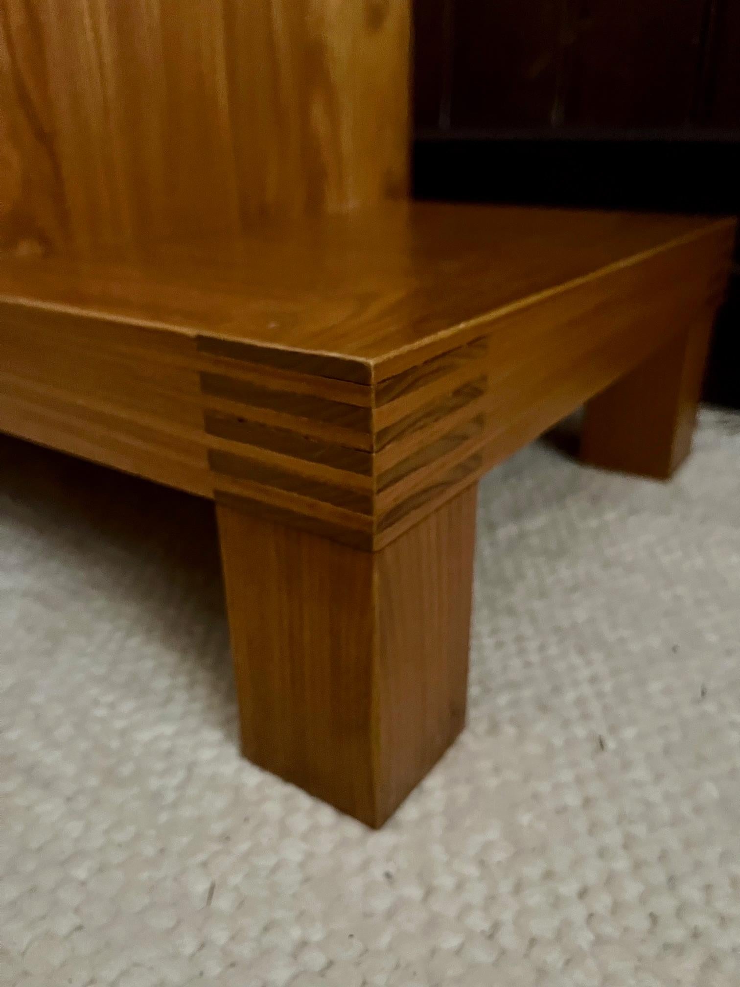 Pair of 2-tier elm wood night stands with drawer, Japanese design, 1960's 4