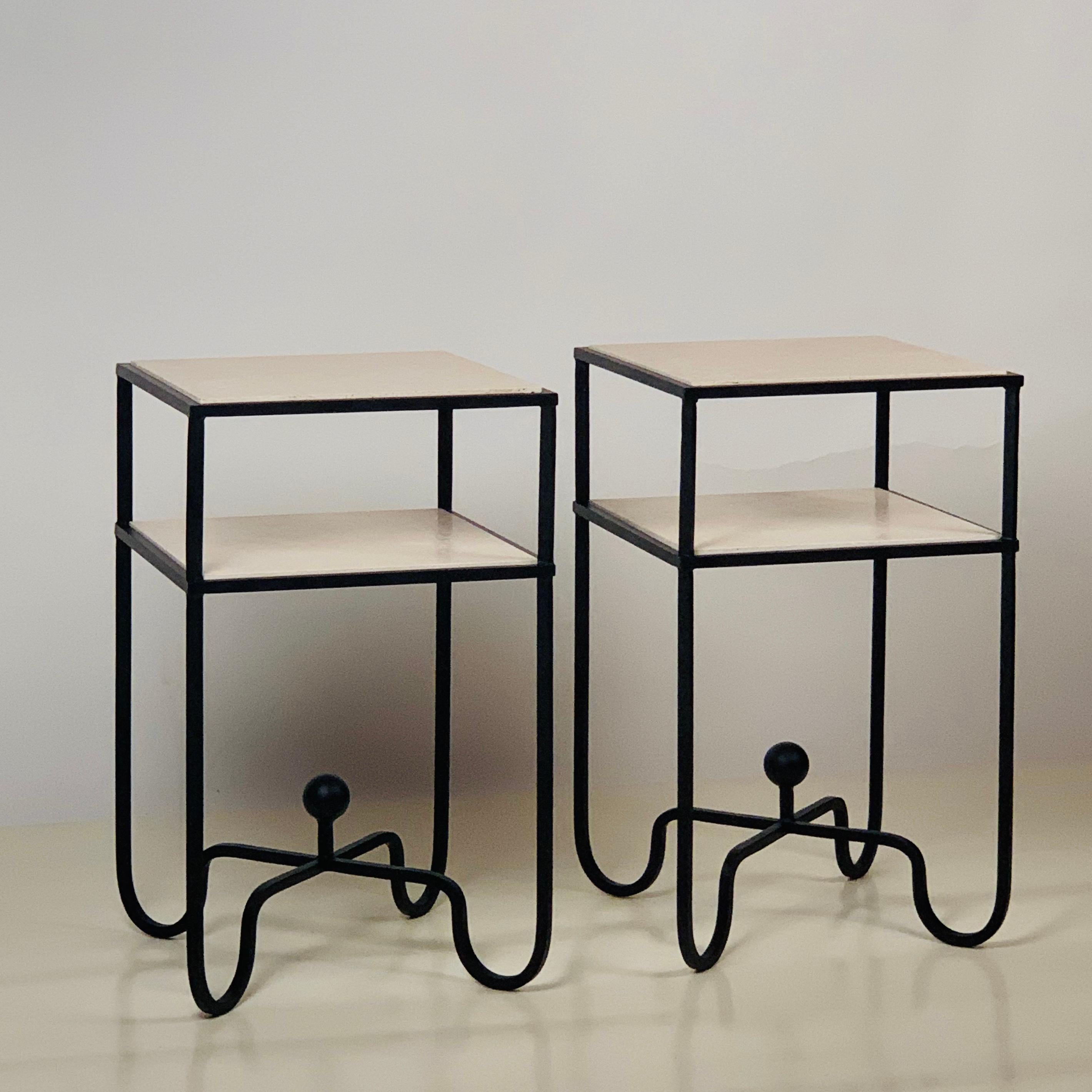 Pair of 2-Tier Entretoise Side Tables by Design Frères For Sale 4