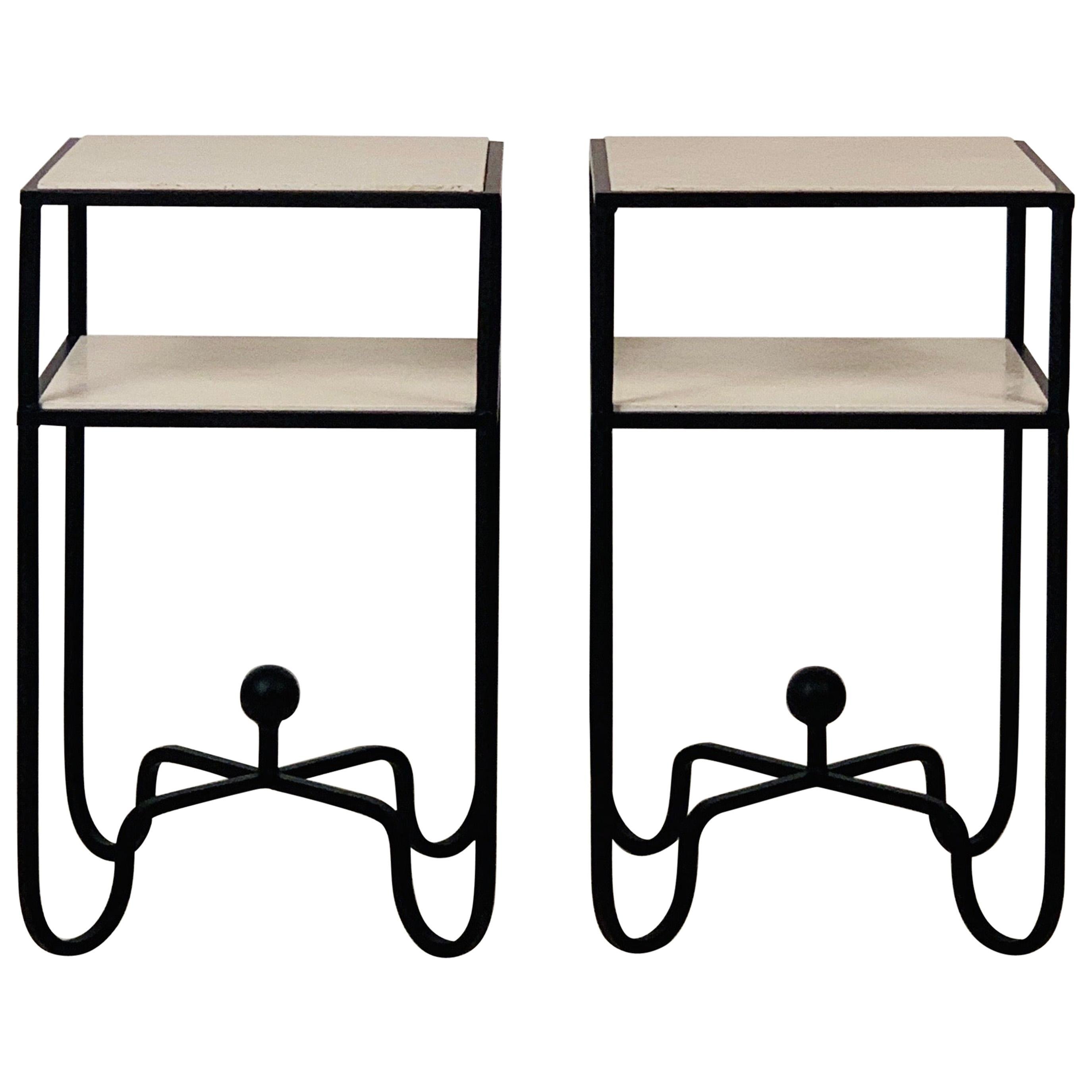 Pair of 2-Tier Entretoise Side Tables by Design Frères