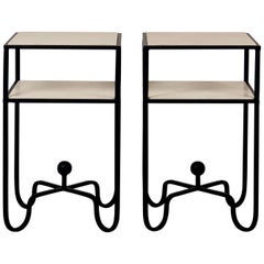 Pair of 2-Tier Entretoise Side Tables by Design Frères
