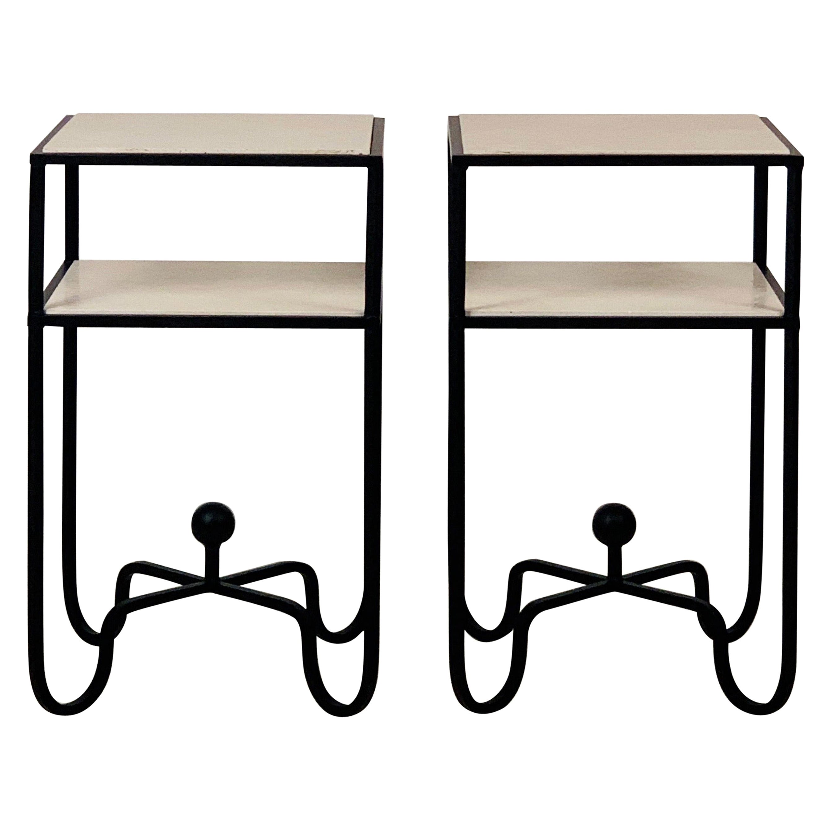Pair of 2-Tier Entretoise Side Tables by Design Frères