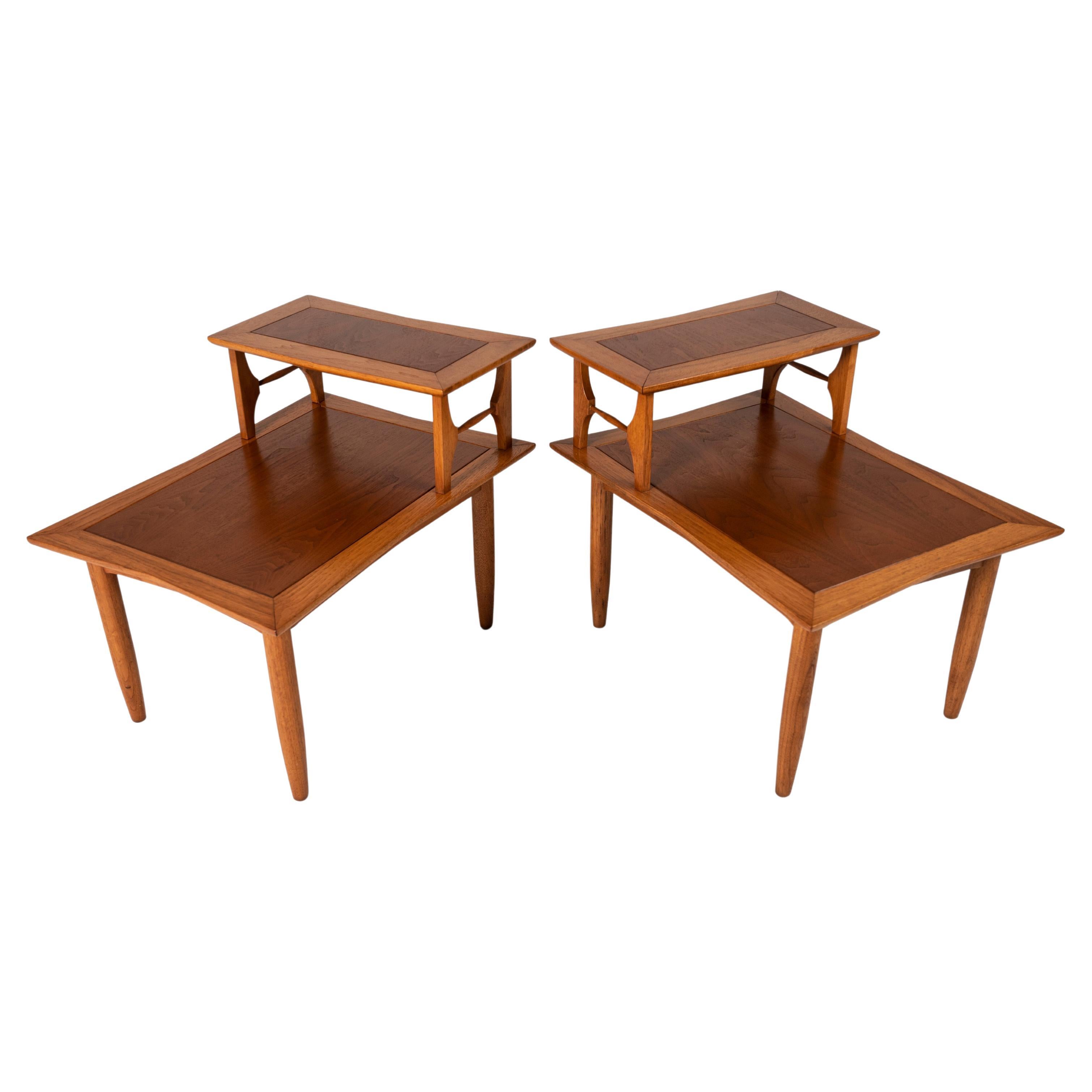 Pair of 2-Tier Mid-Century Modern End Tables Attributed to Lubberts & Mulder For Sale
