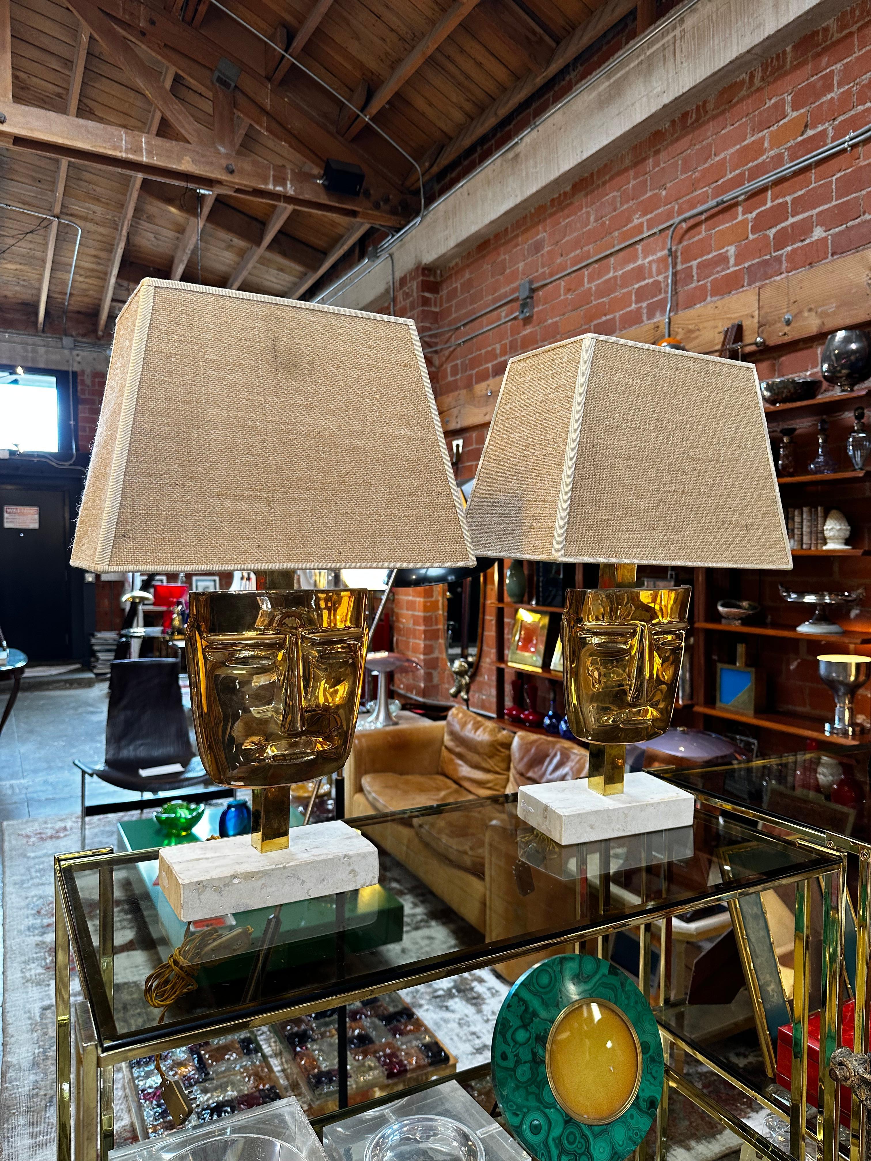 Mid-Century Modern Pair of 2 Unique Italian Table Lamps, 1960s For Sale