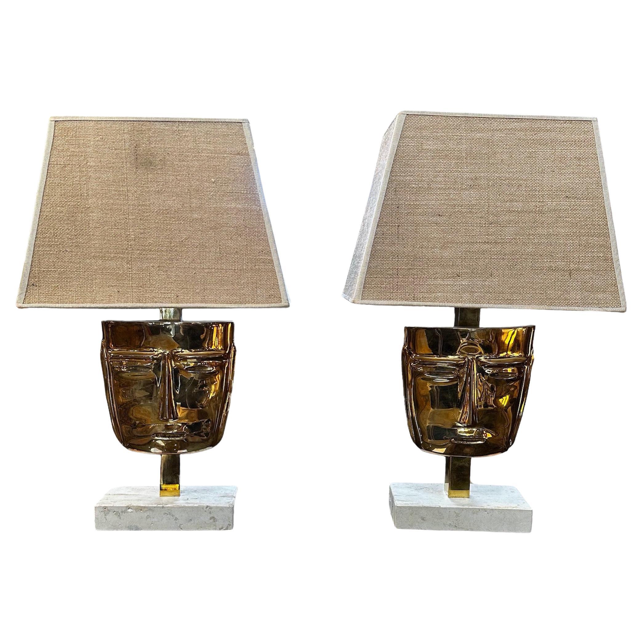Pair of 2 Unique Italian Table Lamps, 1960s