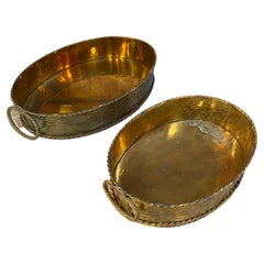 Pair of 2 Vintage and Unique Italian Brass Baskets 1950