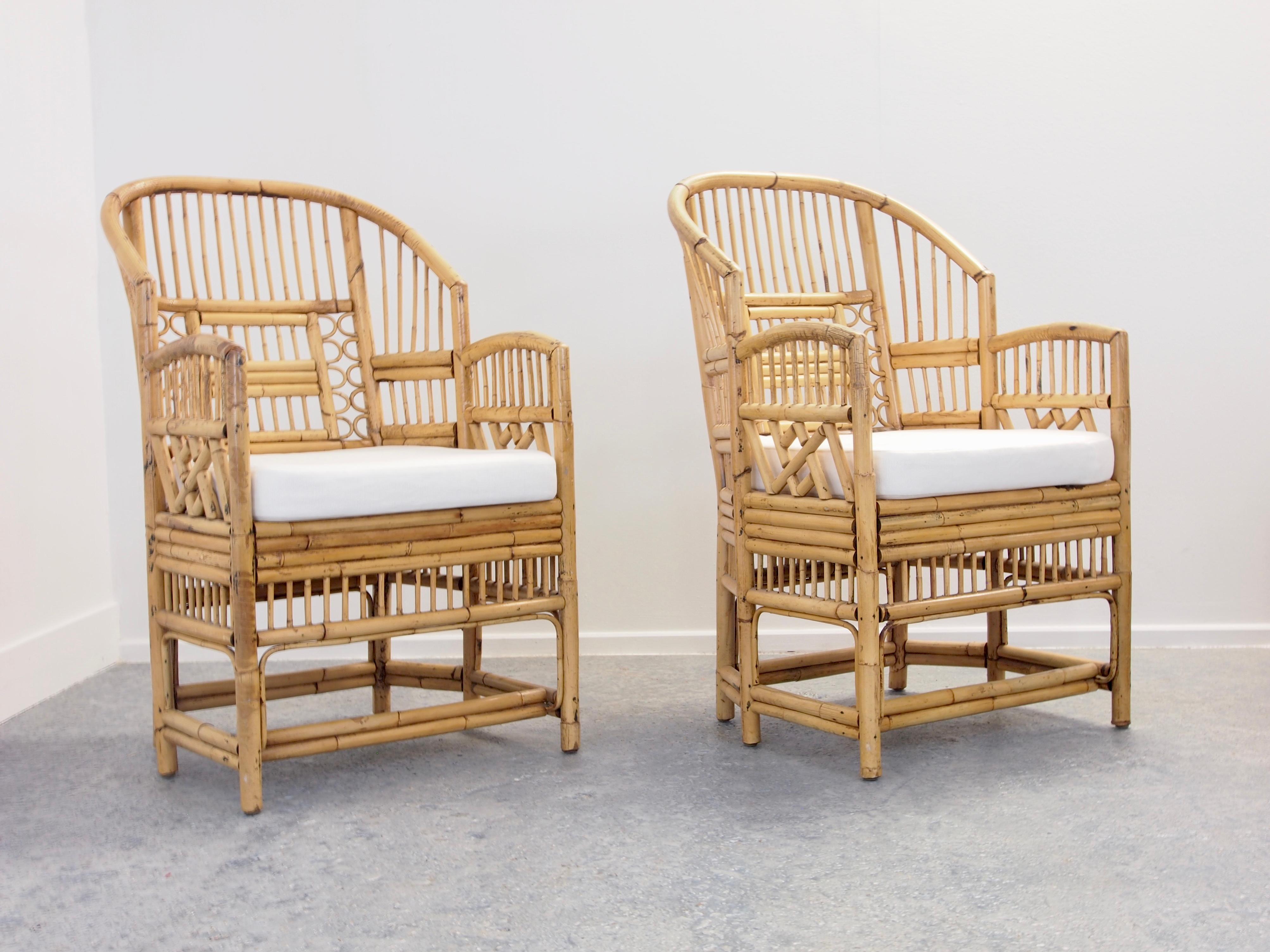 Pair of 2 Vintage Chinese Chippendale/Brighton Pavilion Rattan Chairs (Philippinisch)